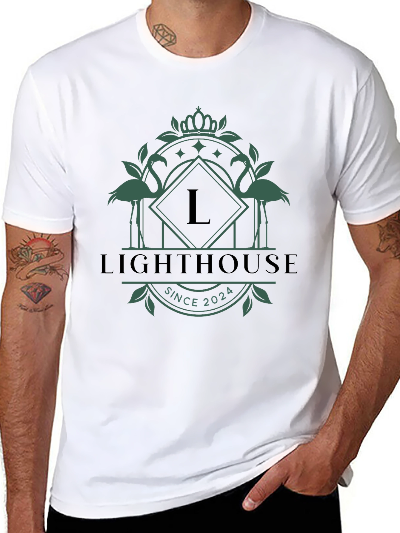 Lighthouse Flamingo Graphic T-Shirt - Est. 2024