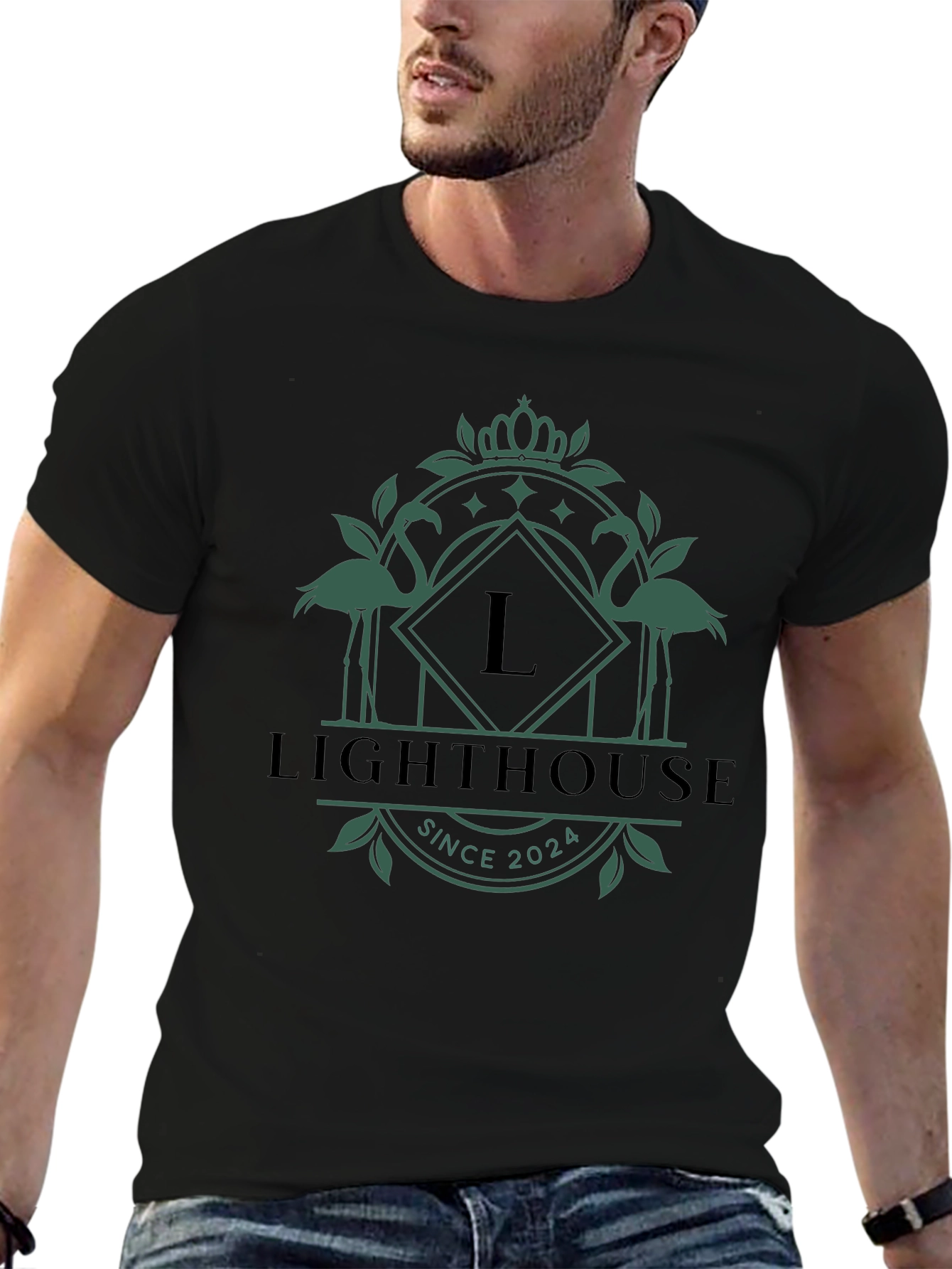 Lighthouse Flamingo Graphic T-Shirt - Est. 2024