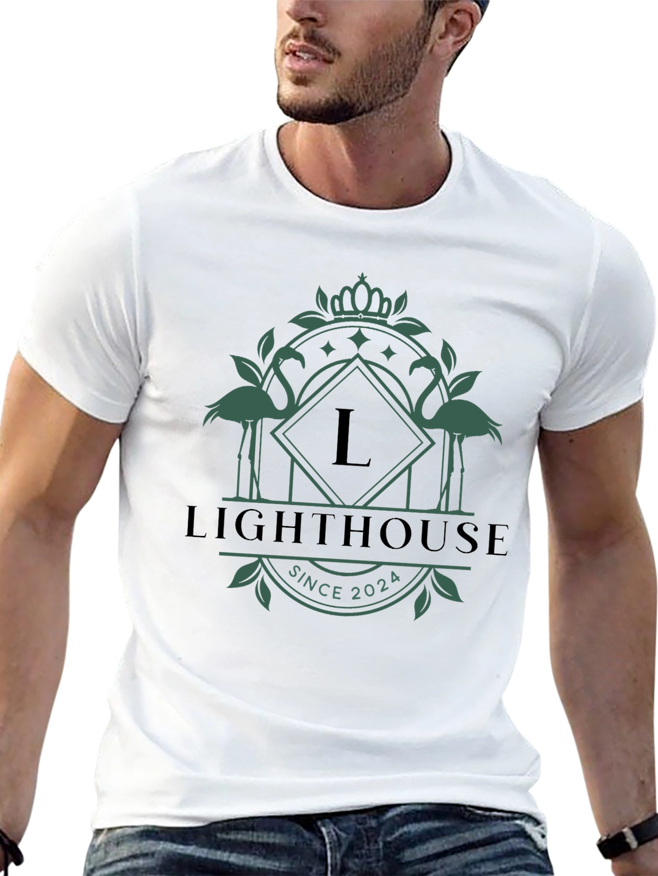 Lighthouse Flamingo Graphic T-Shirt - Est. 2024