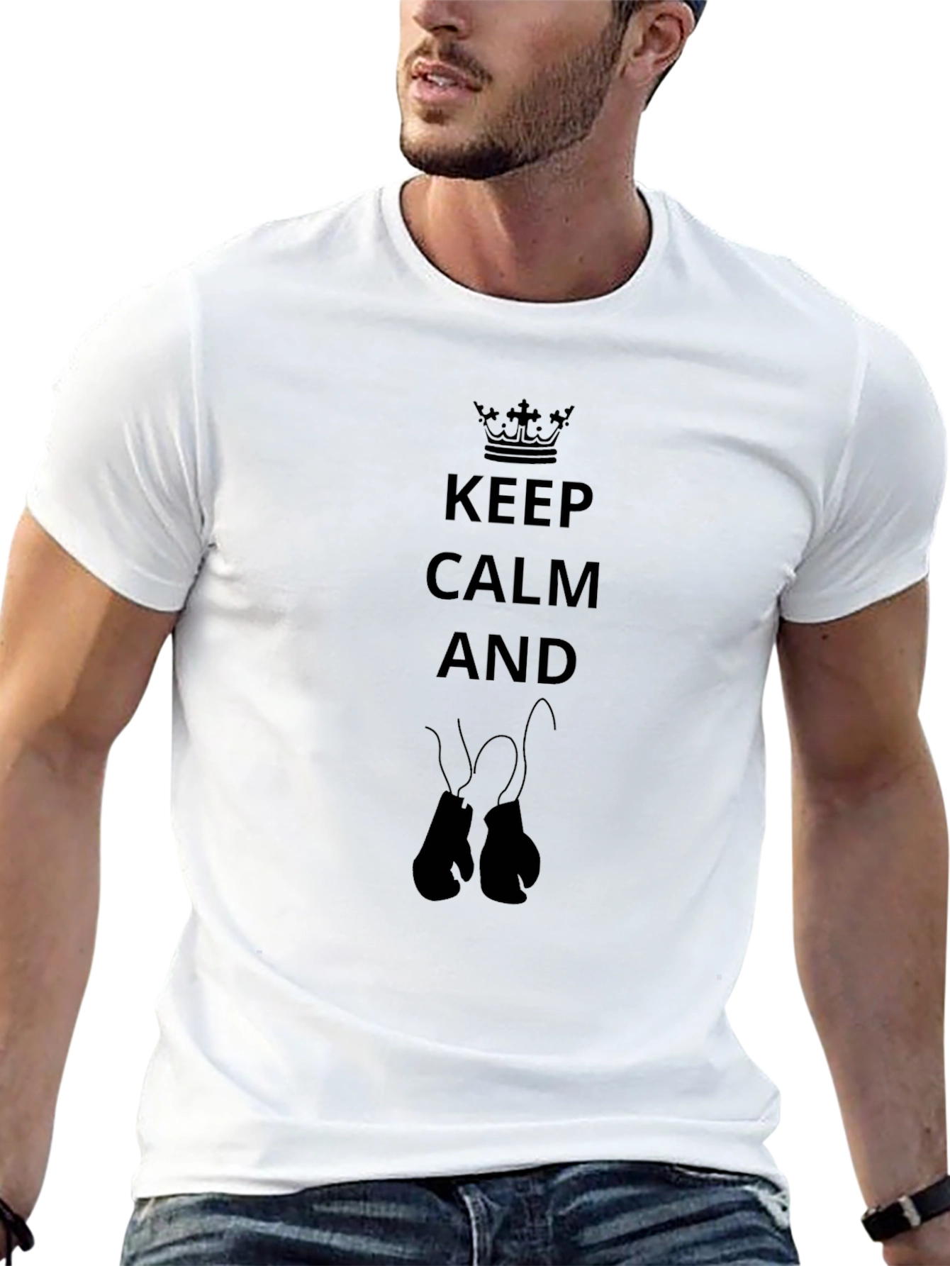Keep Calm and Box On Black T-Shirt