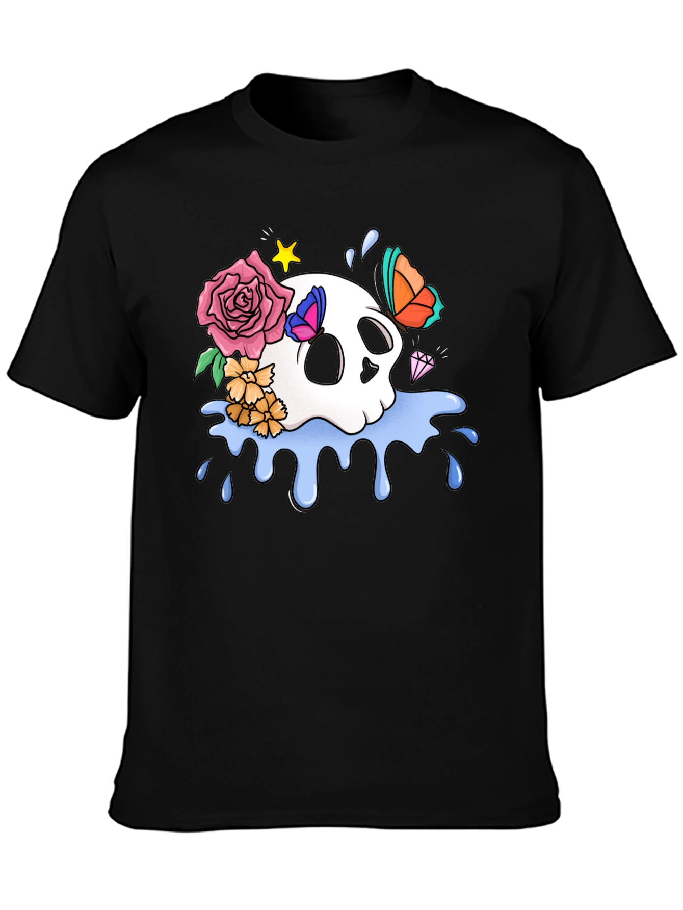 Skull & Floral Graphic T-Shirt