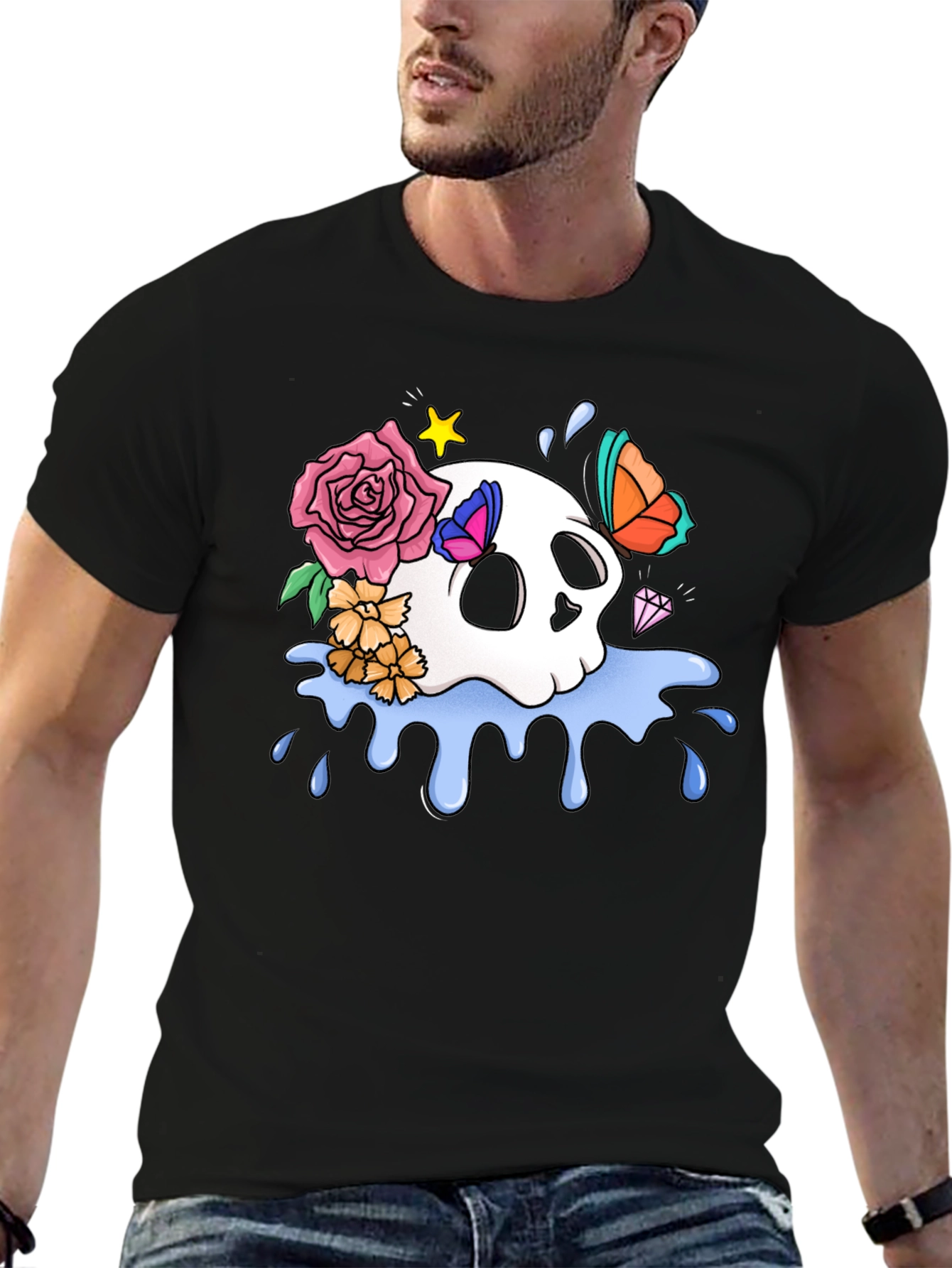 Skull & Floral Graphic T-Shirt