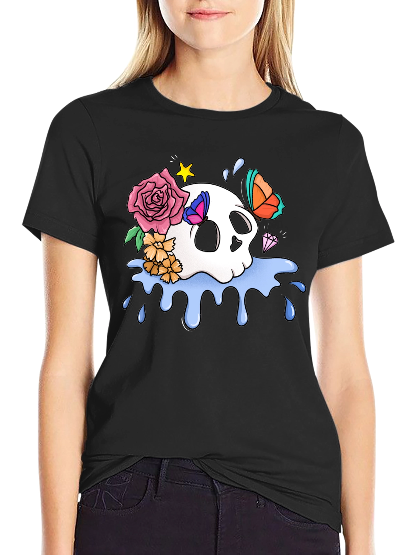 Skull & Floral Graphic T-Shirt