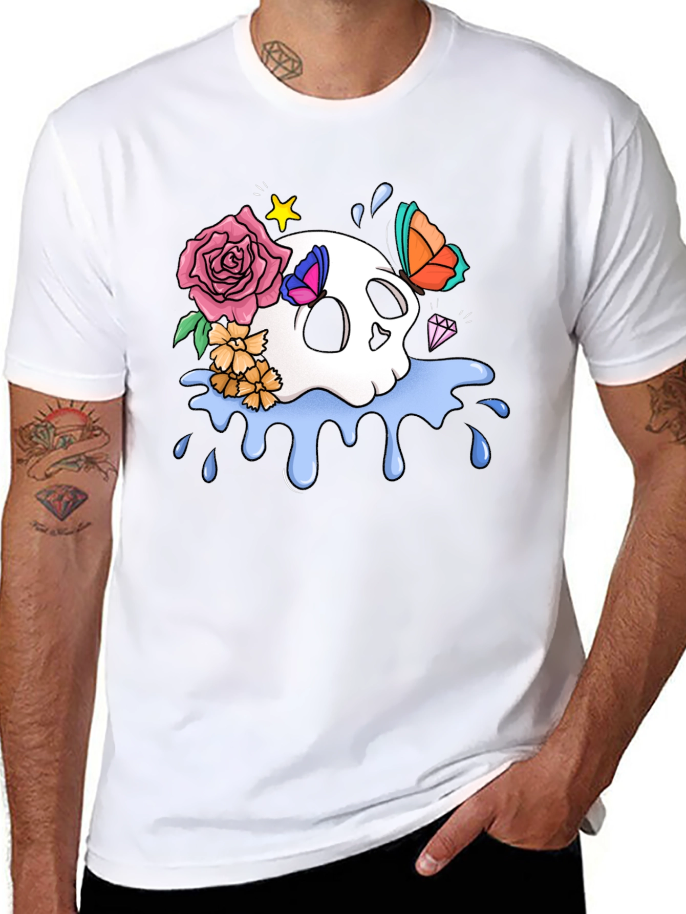 Skull & Floral Graphic T-Shirt