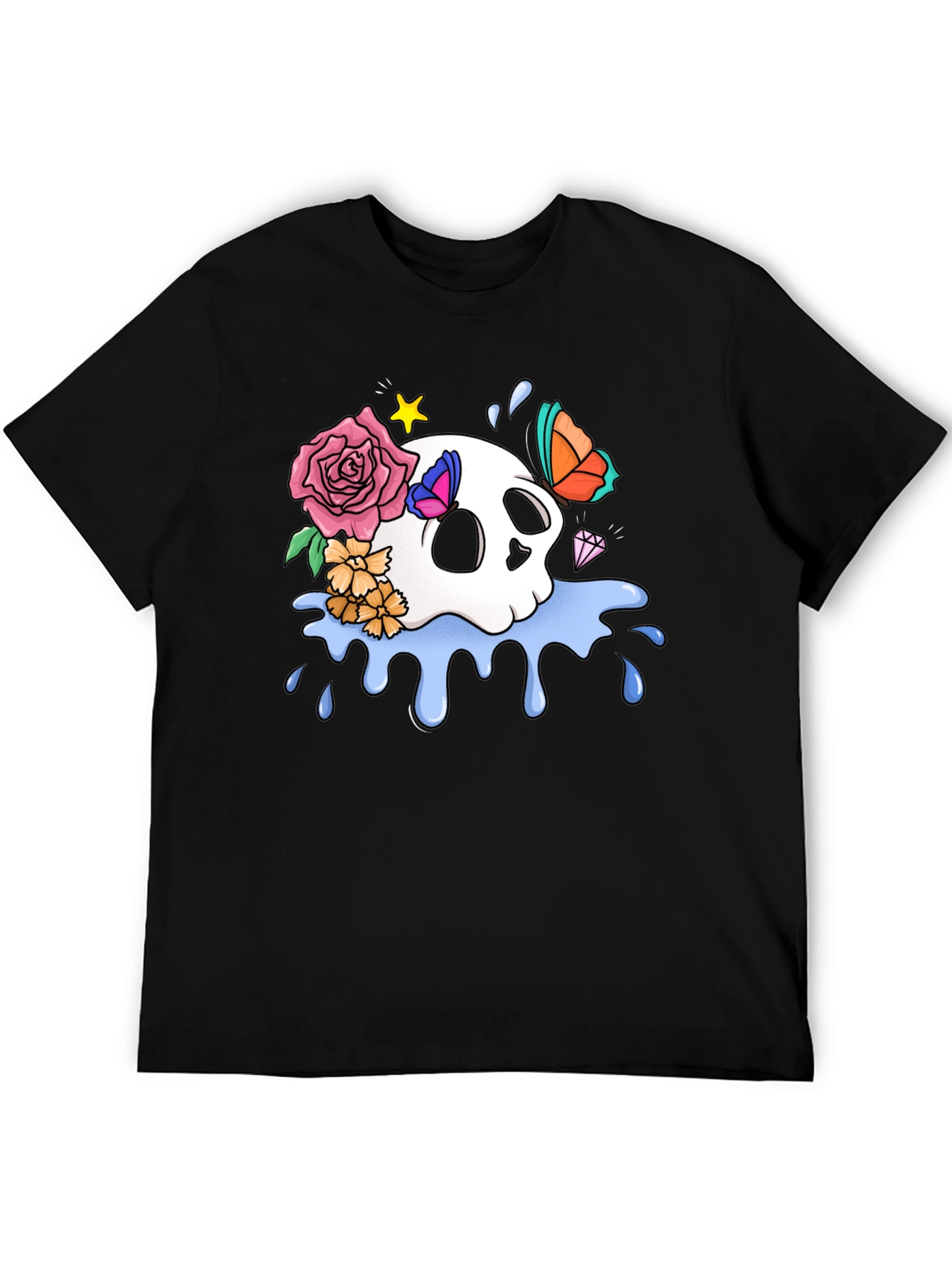 Skull & Floral Graphic T-Shirt