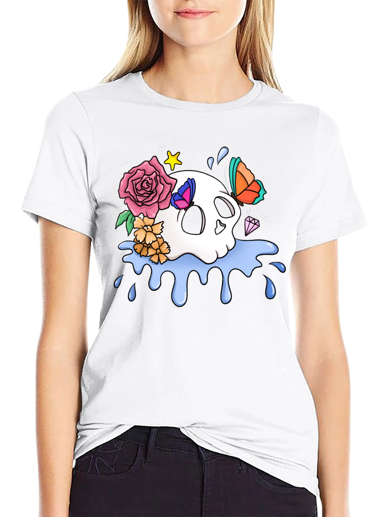 Skull & Floral Graphic T-Shirt