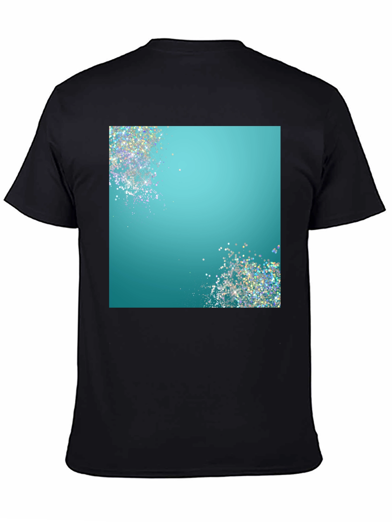 Teal Sparkle Graphic Black T-Shirt