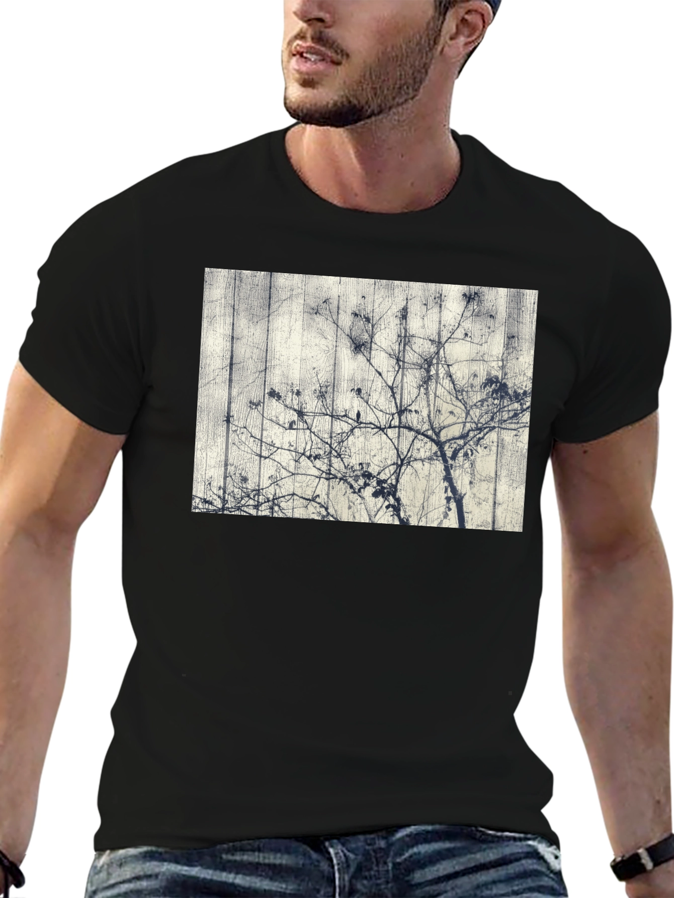 Unique Tree Graphic Black Tee