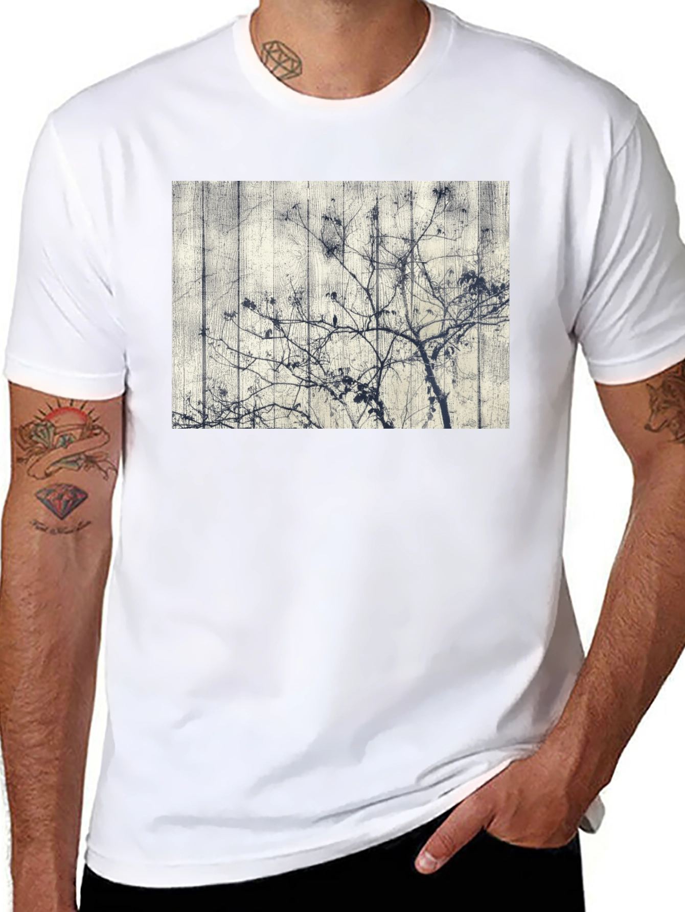 Unique Tree Graphic Black Tee
