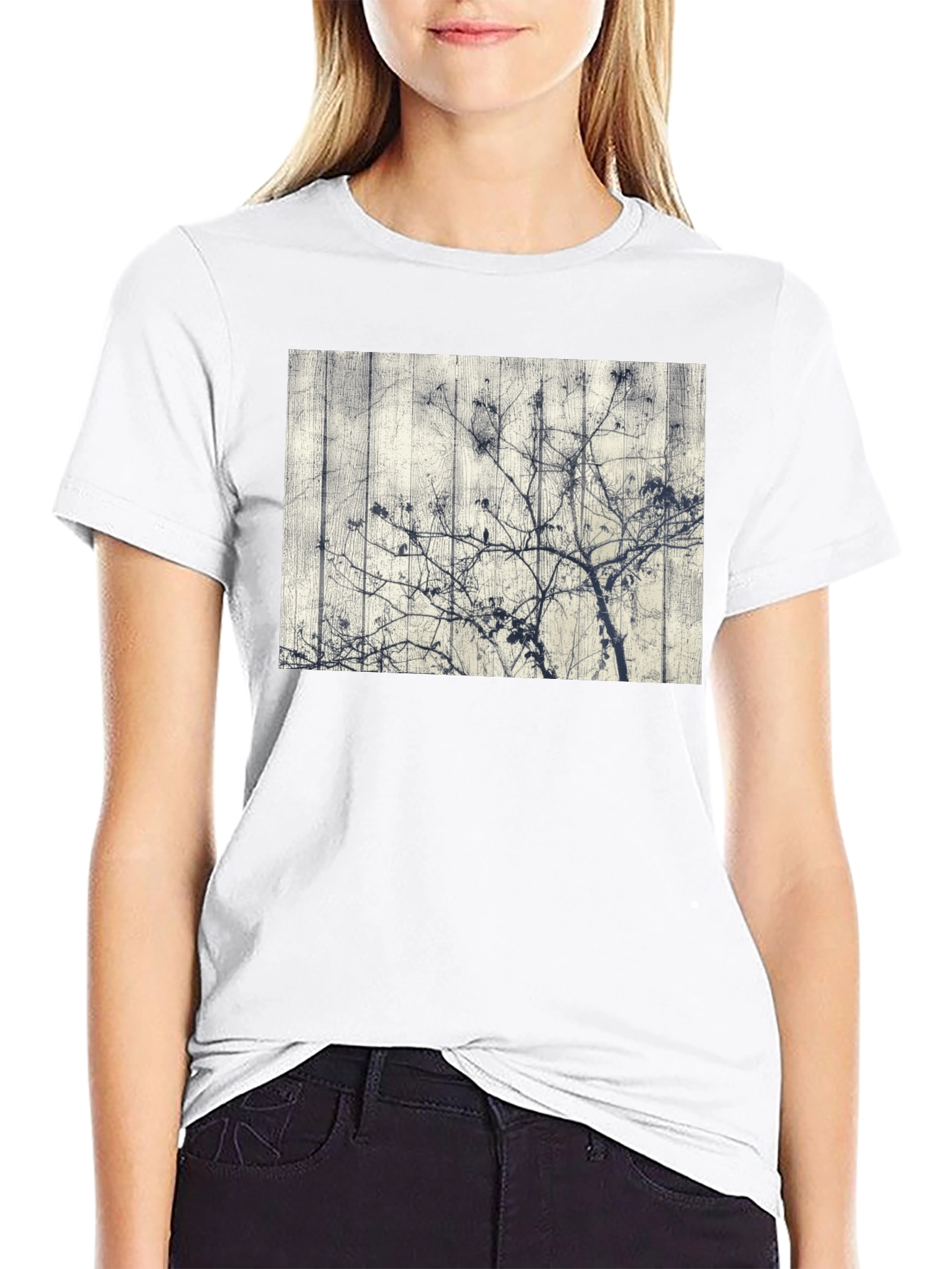 Unique Tree Graphic Black Tee