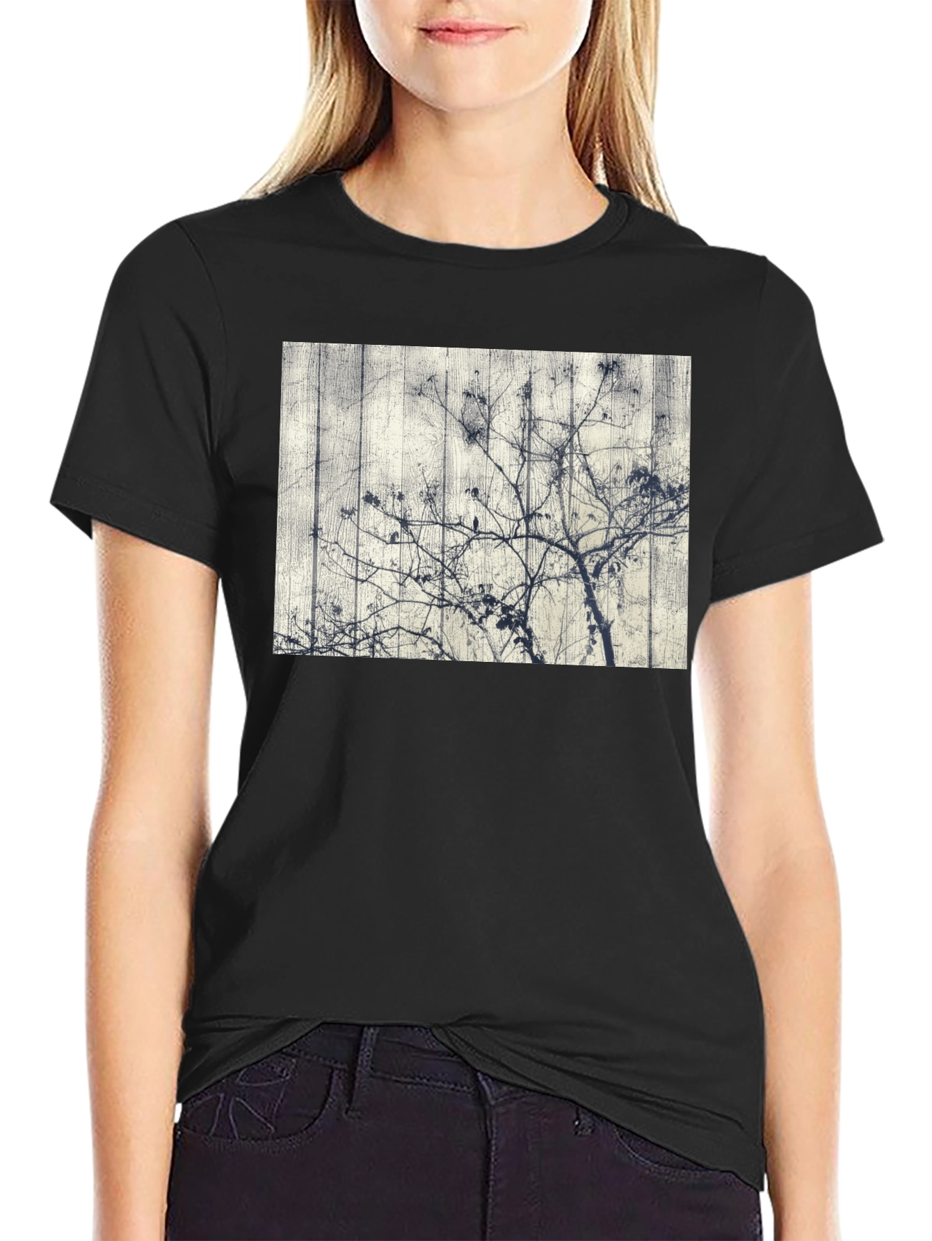 Unique Tree Graphic Black Tee