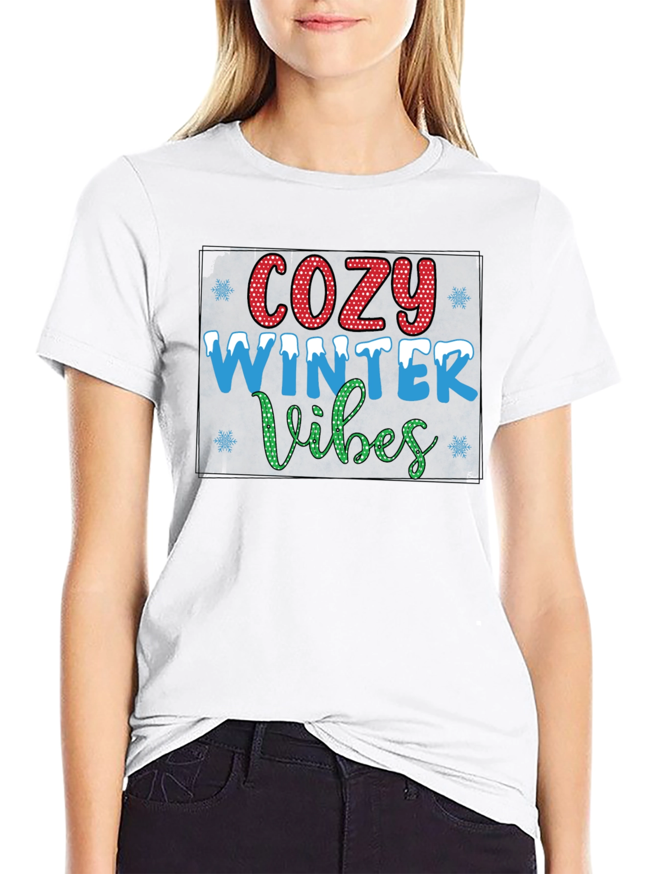 Cozy Winter Vibes Graphic Tee - Black