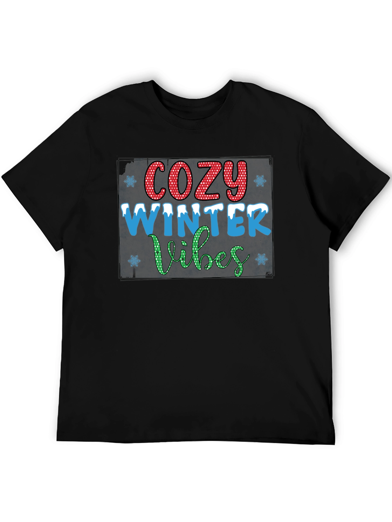 Cozy Winter Vibes Graphic Tee - Black