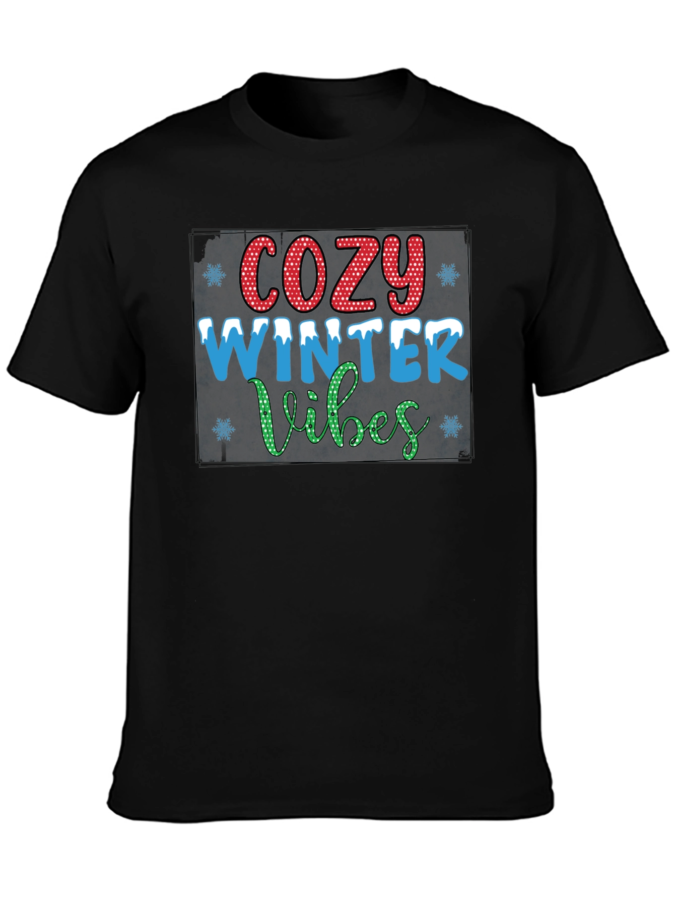 Cozy Winter Vibes Graphic Tee - Black