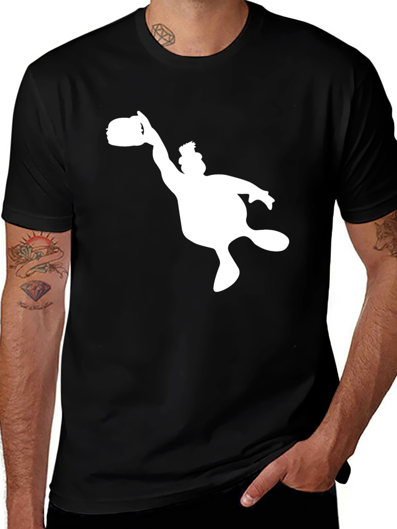 Cartoon Silhouette Black Tee