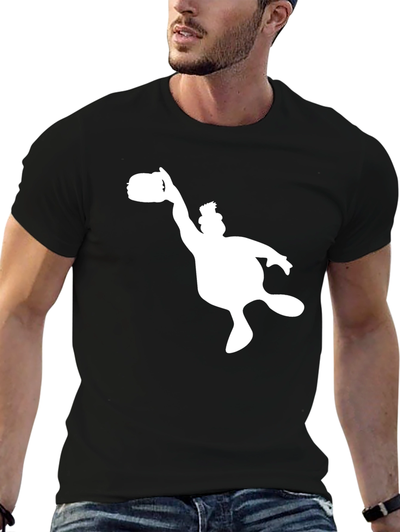 Cartoon Silhouette Black Tee