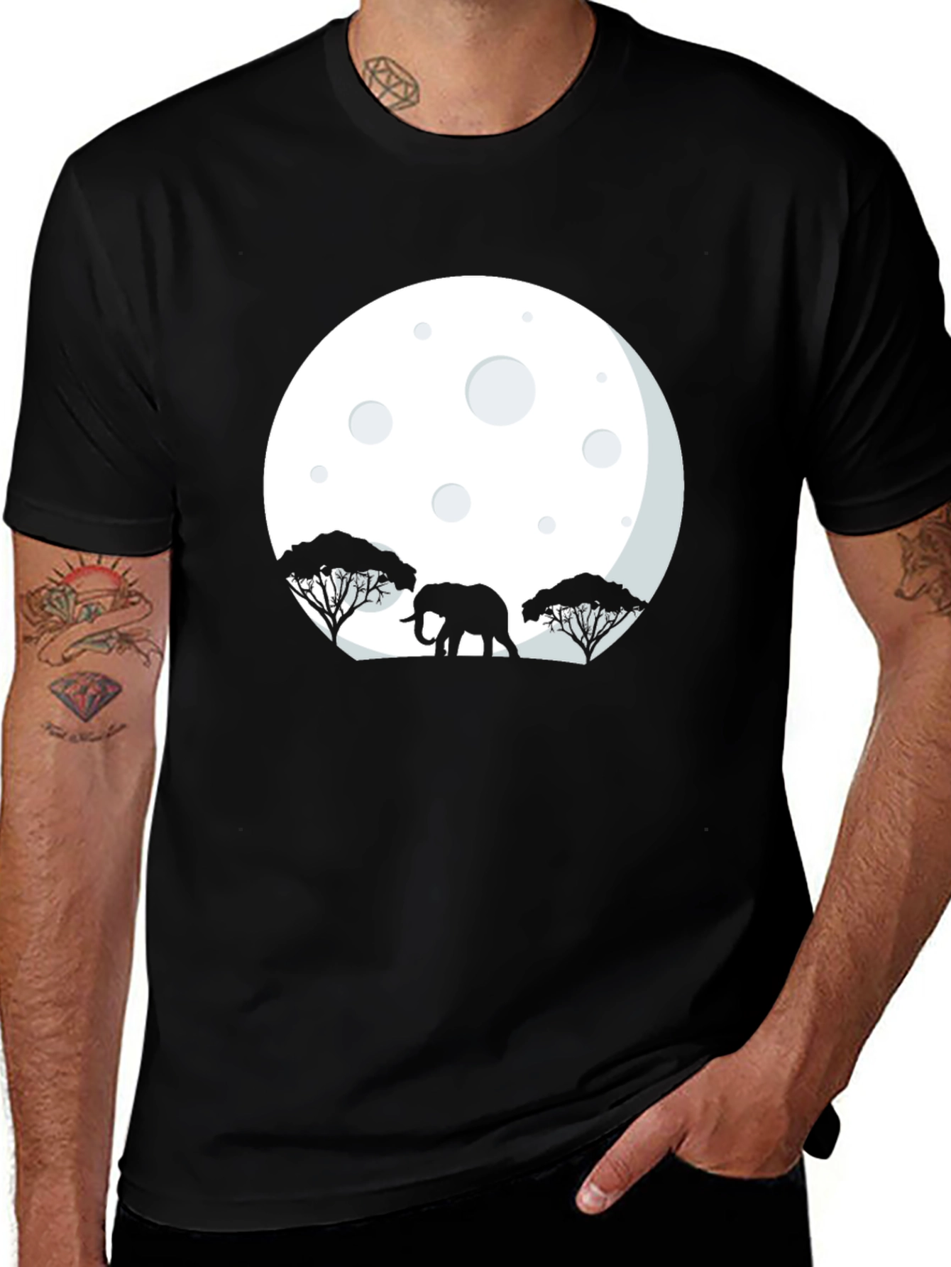 Elephant Moon Graphic Tee - Black
