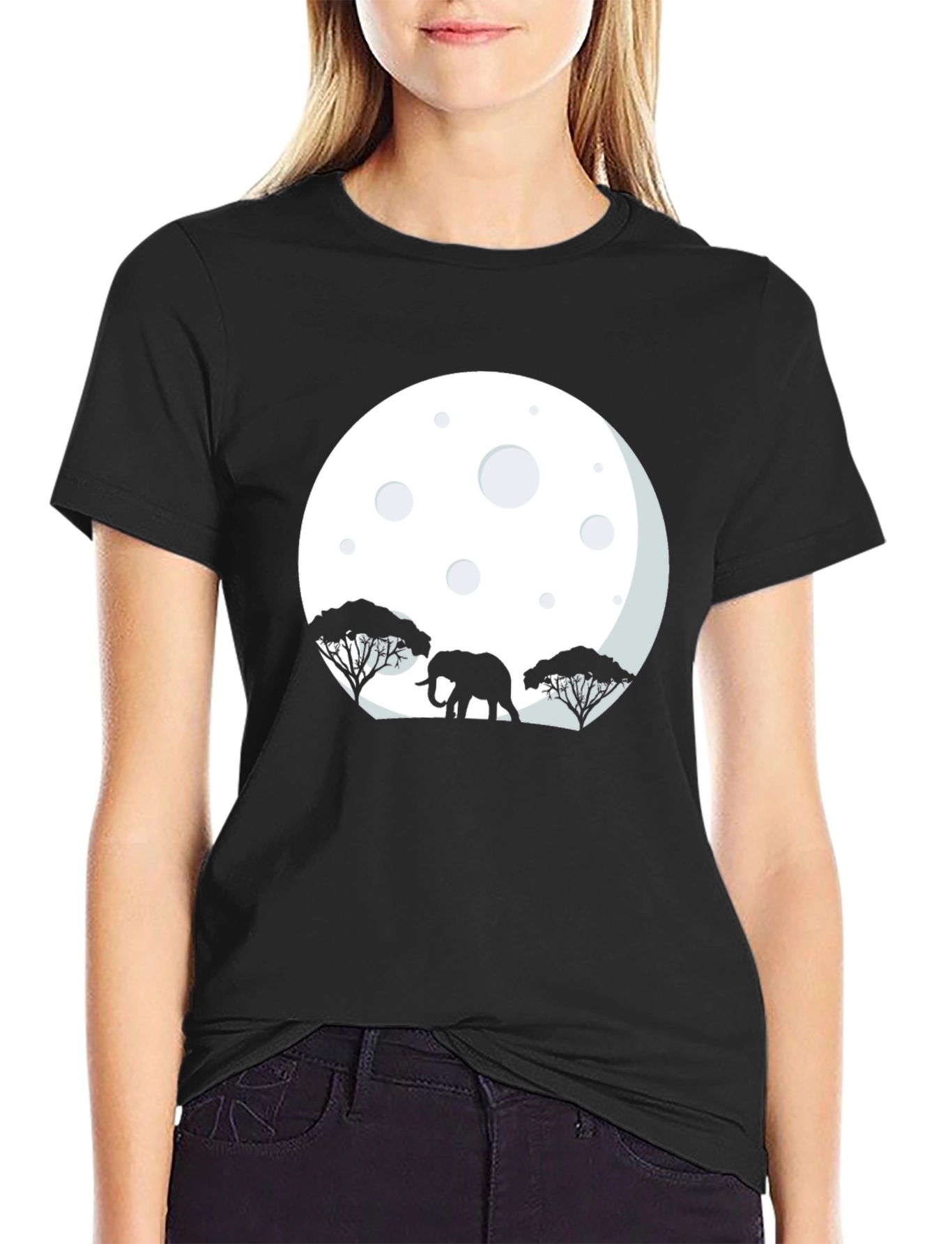 Elephant Moon Graphic Tee - Black