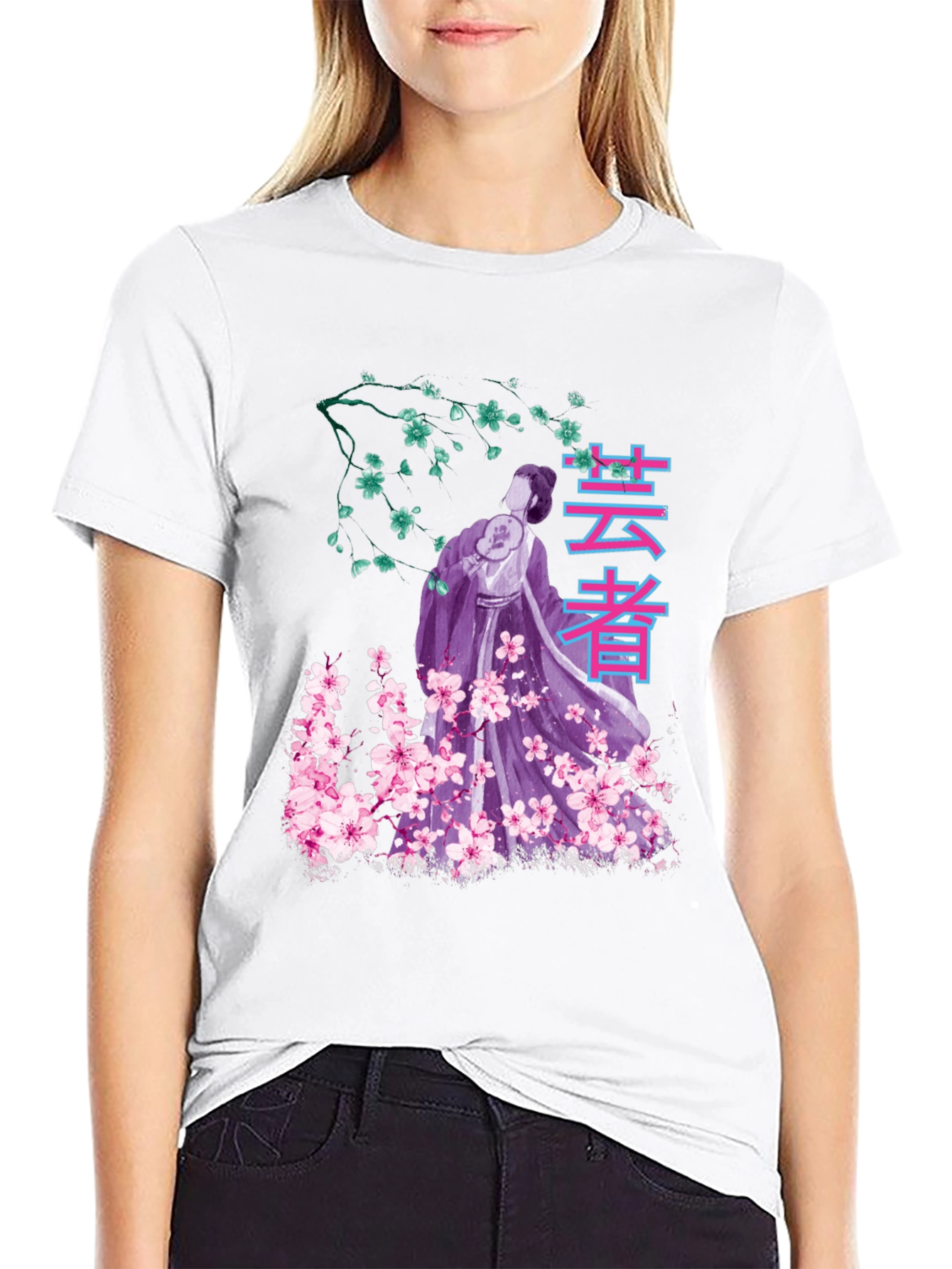 Geisha Sakura Graphic T-Shirt