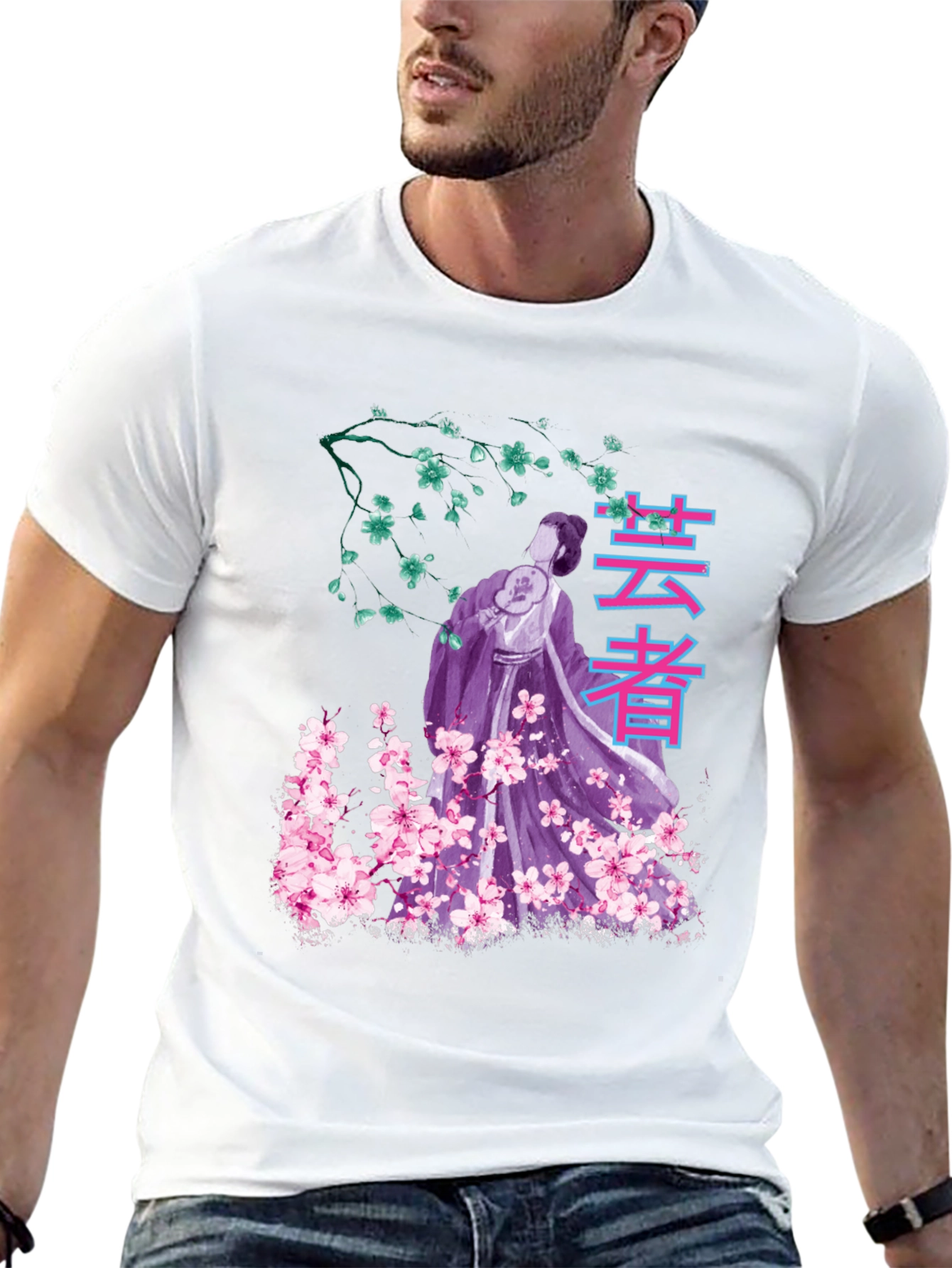 Geisha Sakura Graphic T-Shirt