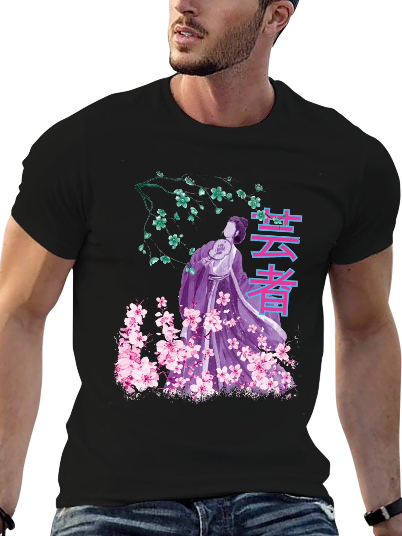 Geisha Sakura Graphic T-Shirt