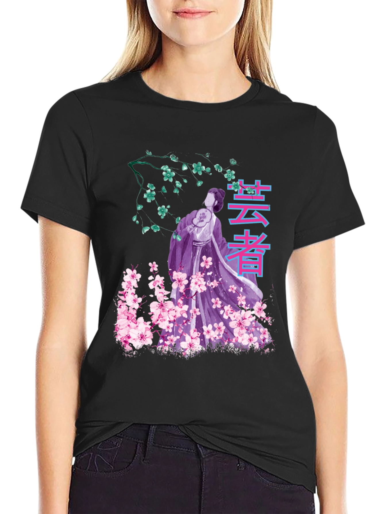 Geisha Sakura Graphic T-Shirt
