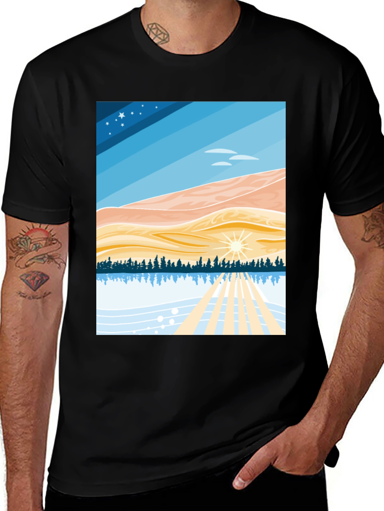 Scenic Landscape Graphic Tee - Soft Cotton Blend