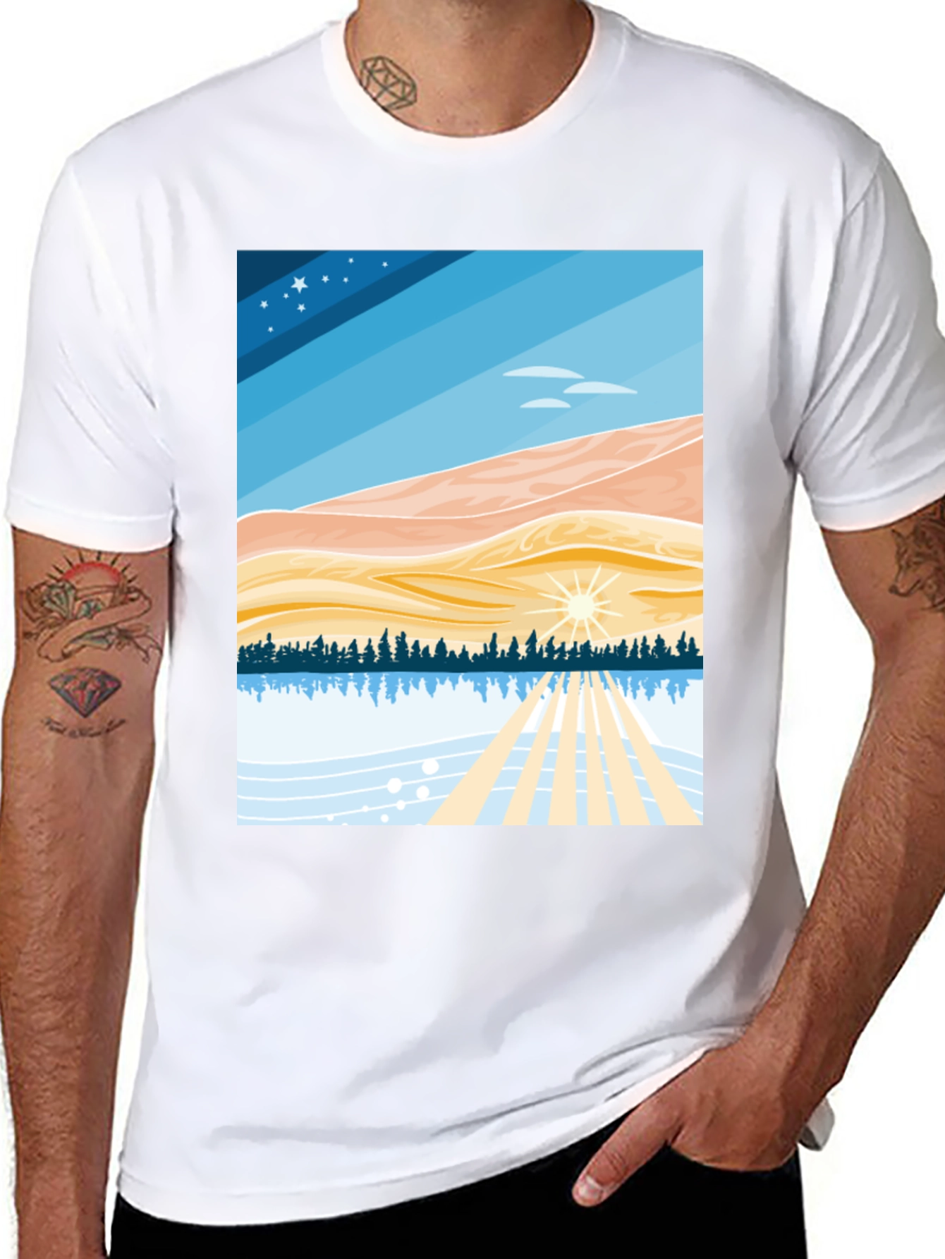 Scenic Landscape Graphic Tee - Soft Cotton Blend