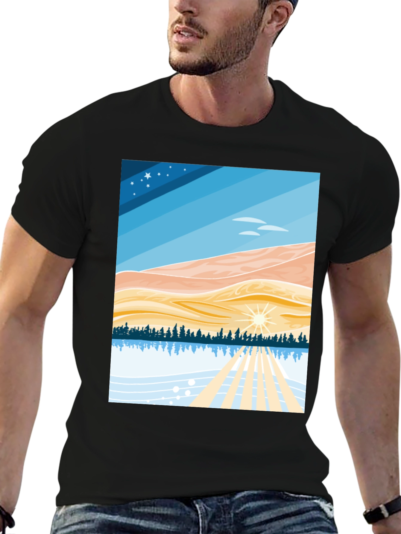 Scenic Landscape Graphic Tee - Soft Cotton Blend