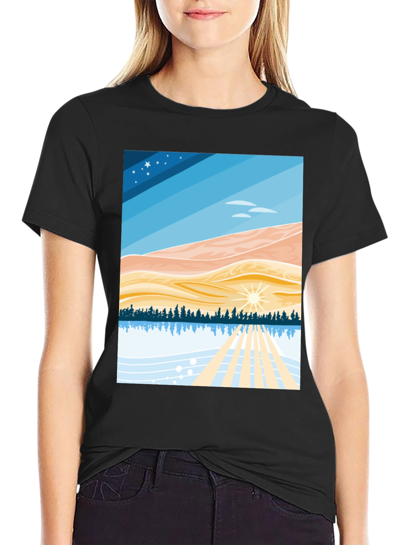 Scenic Landscape Graphic Tee - Soft Cotton Blend