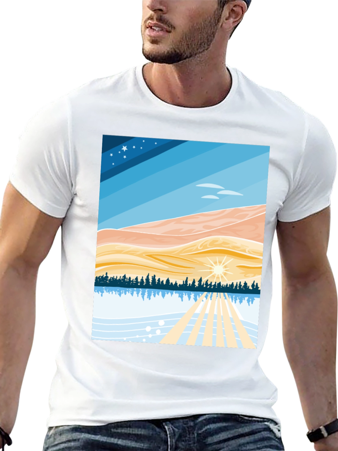 Scenic Landscape Graphic Tee - Soft Cotton Blend