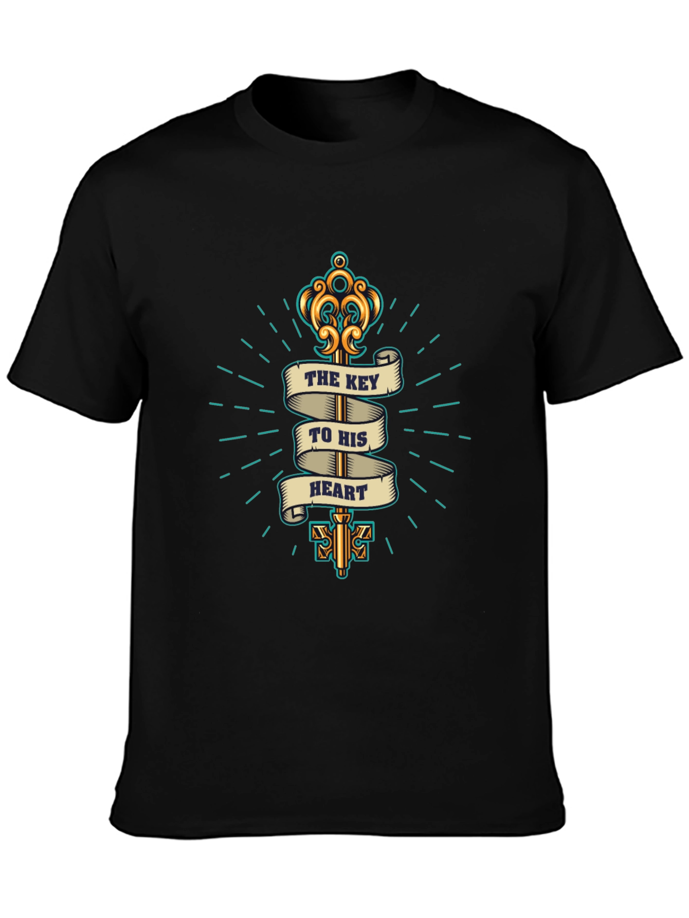Key to My Heart Black Graphic T-Shirt