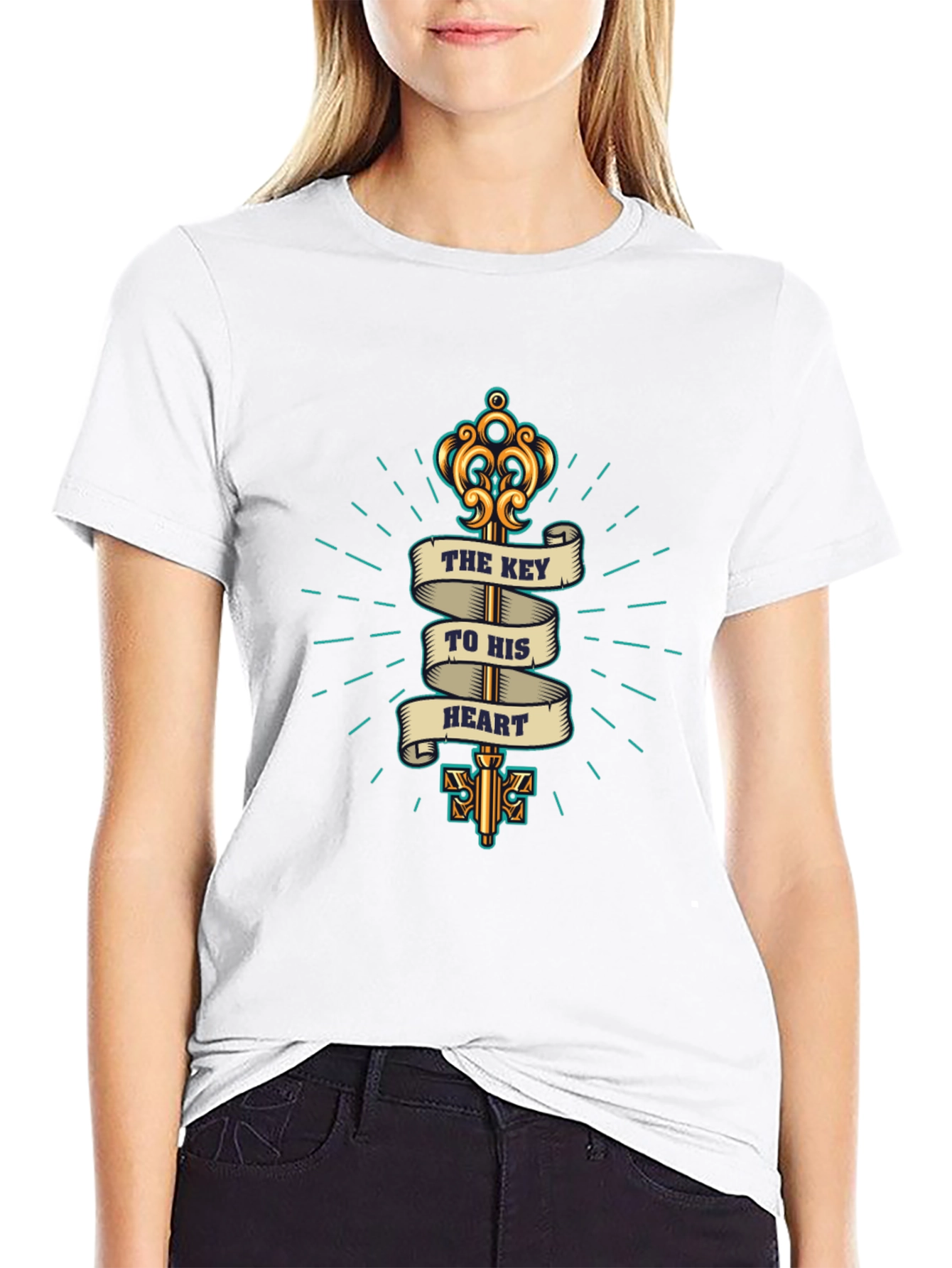 Key to My Heart Black Graphic T-Shirt