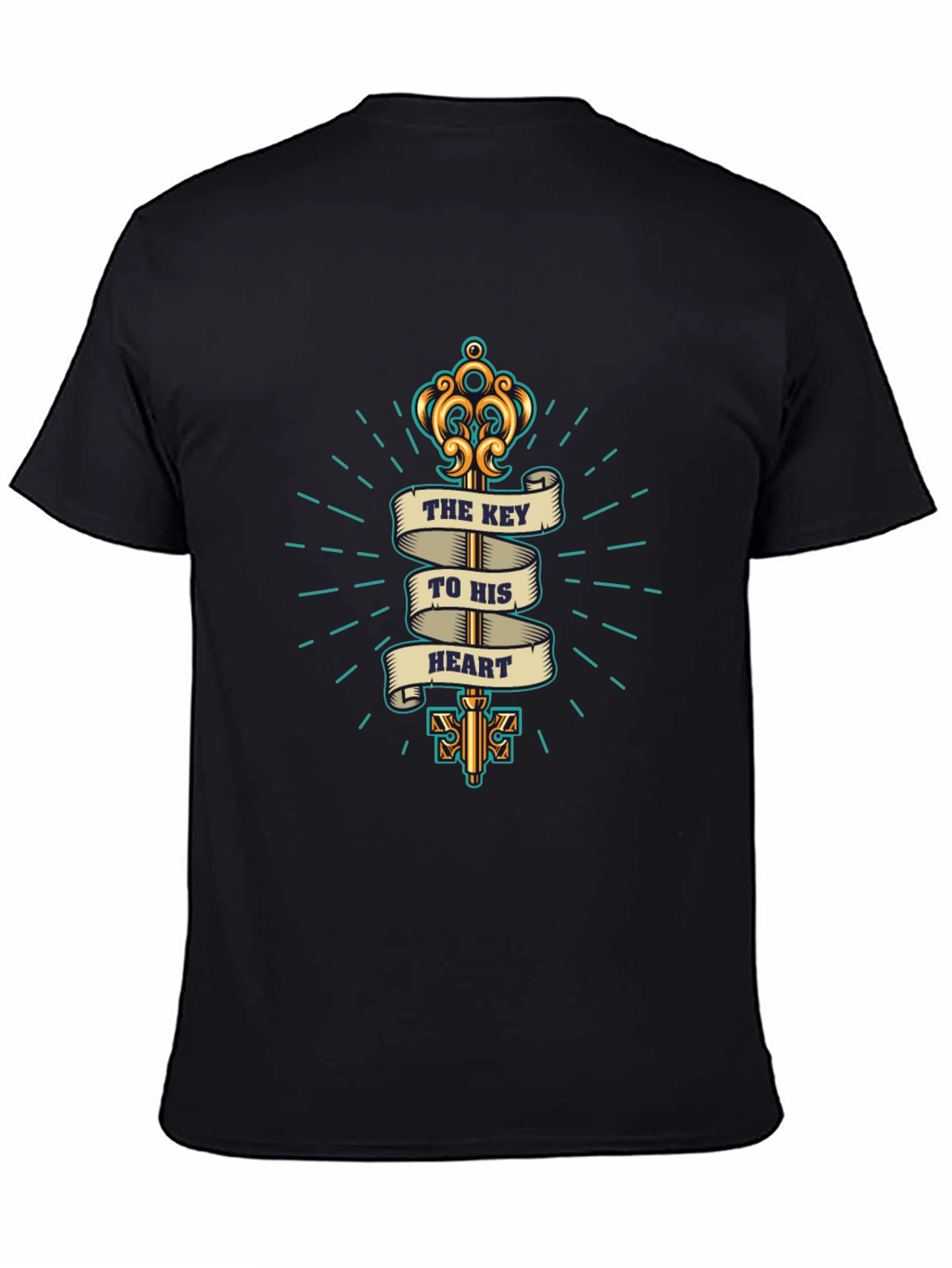 Key to My Heart Black Graphic T-Shirt