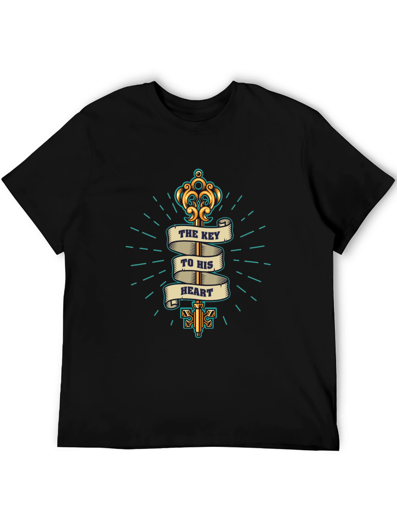 Key to My Heart Black Graphic T-Shirt