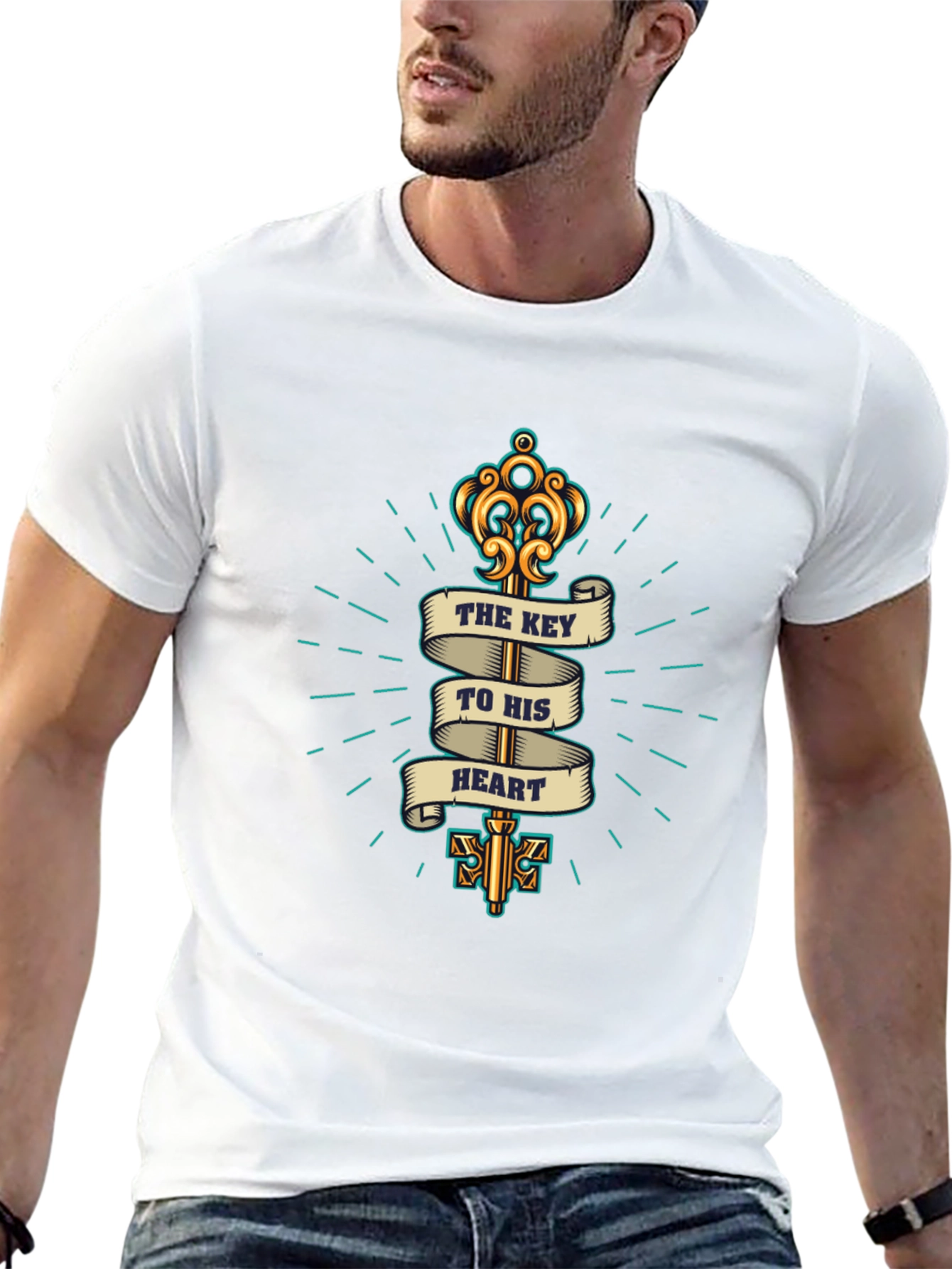 Key to My Heart Black Graphic T-Shirt