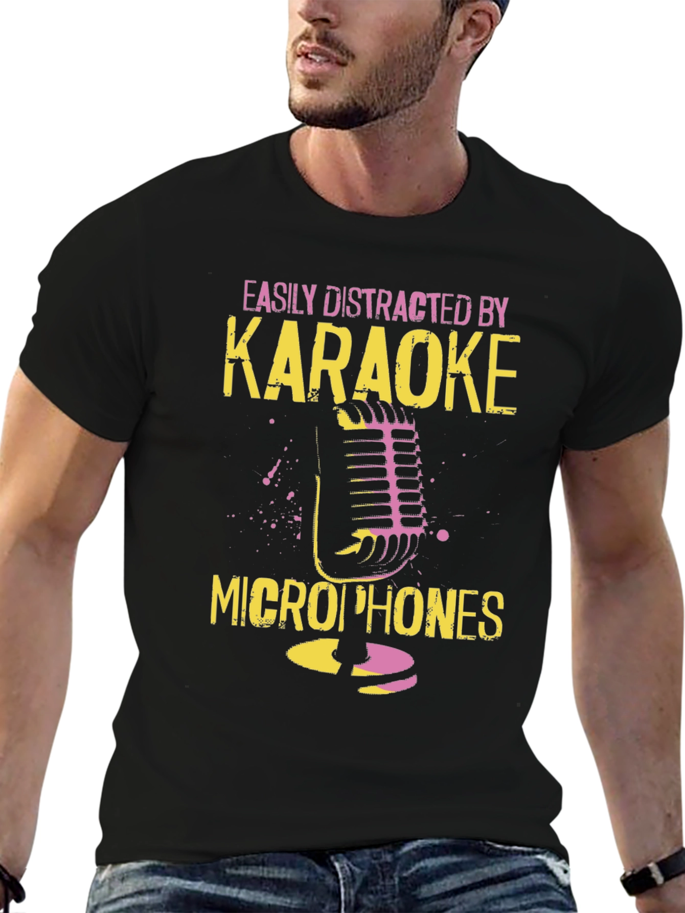 Karaoke Microphone T-Shirt - Distracted By Karaoke