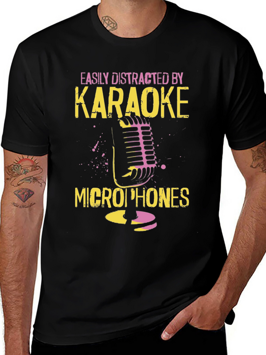 Karaoke Microphone T-Shirt - Distracted By Karaoke