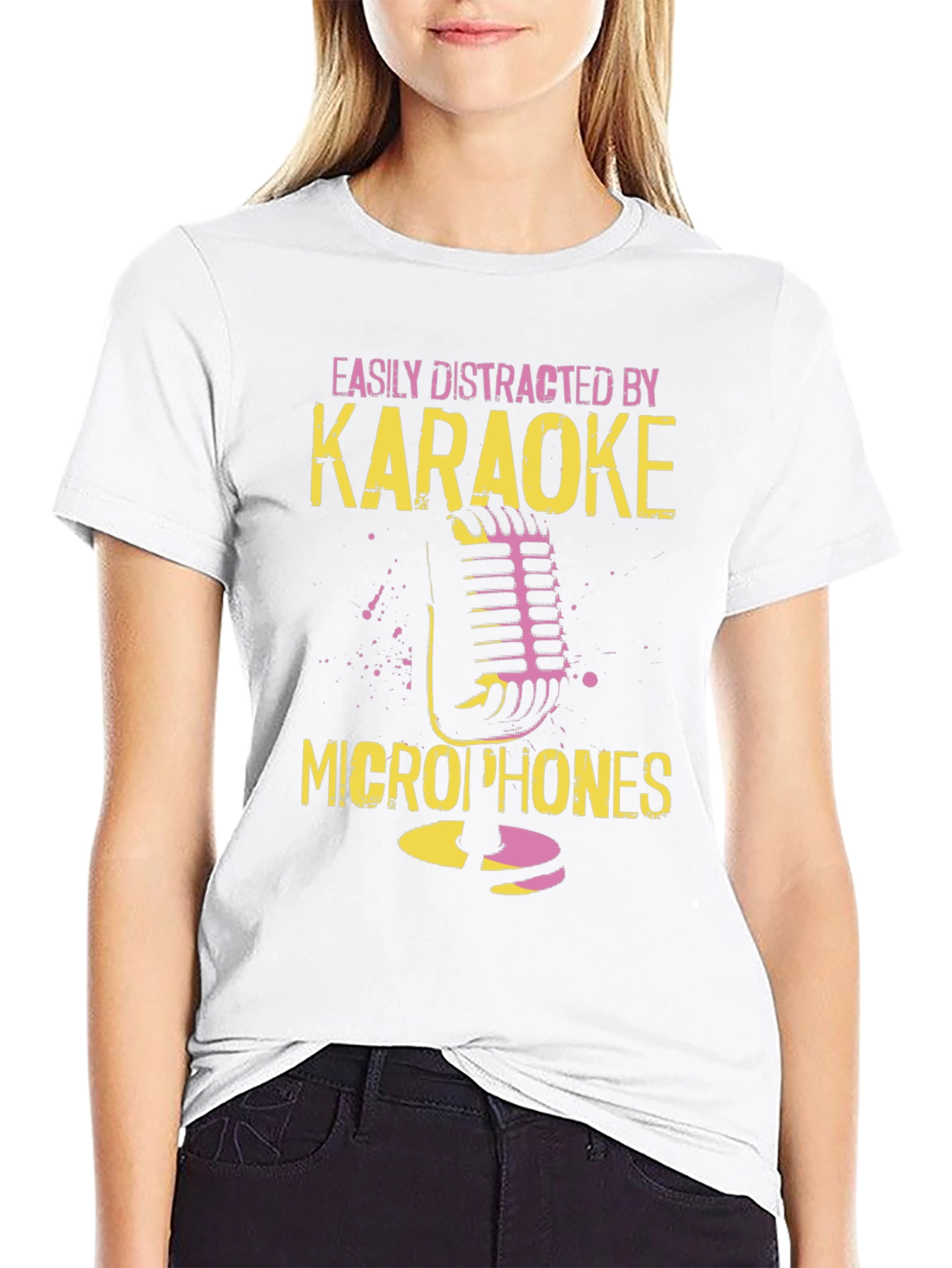 Karaoke Microphone T-Shirt - Distracted By Karaoke