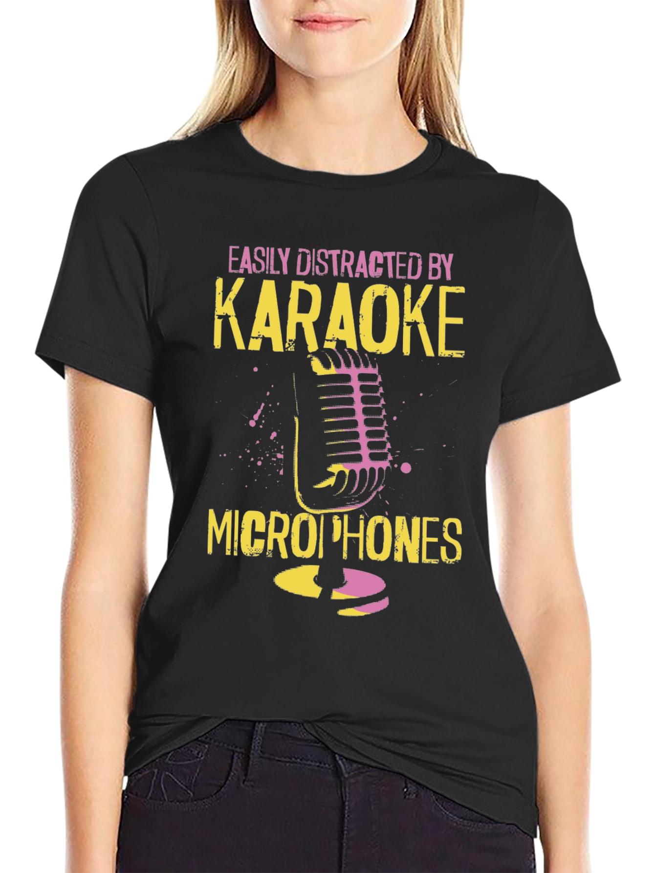 Karaoke Microphone T-Shirt - Distracted By Karaoke