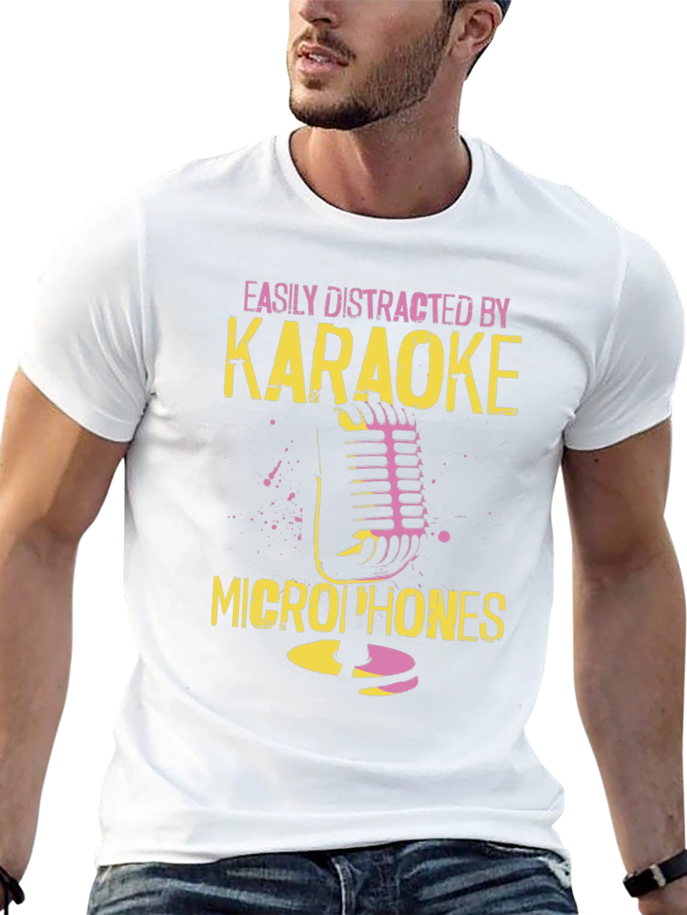 Karaoke Microphone T-Shirt - Distracted By Karaoke