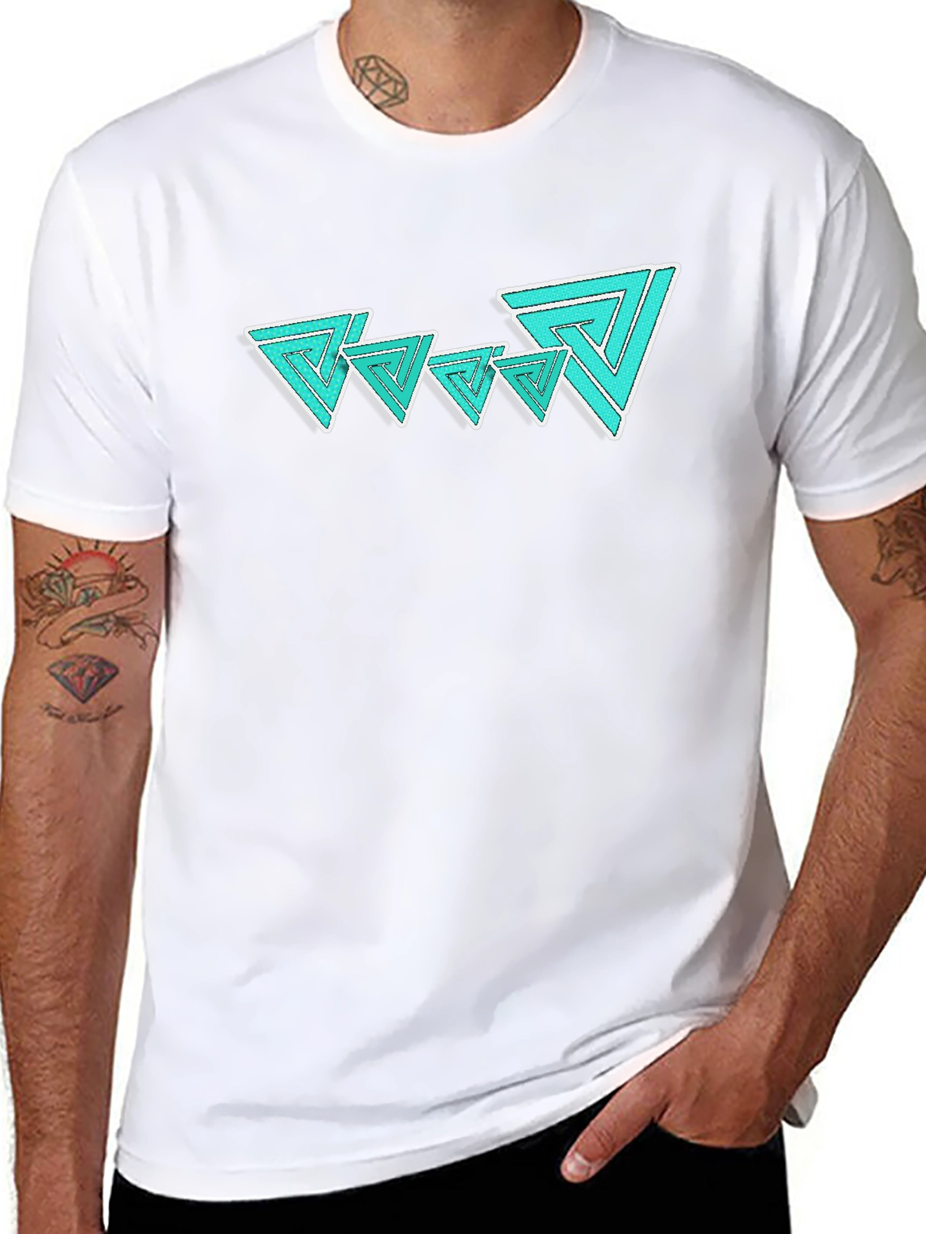 Modern Triangle Graphic Black T-Shirt