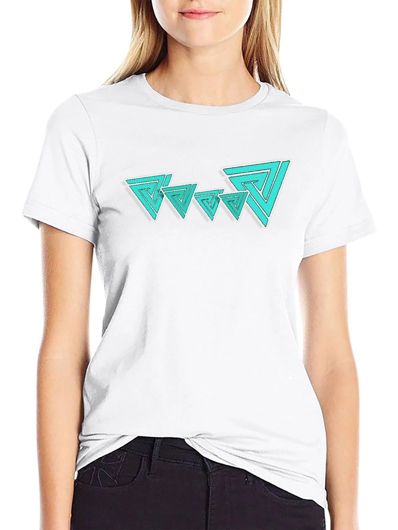 Modern Triangle Graphic Black T-Shirt