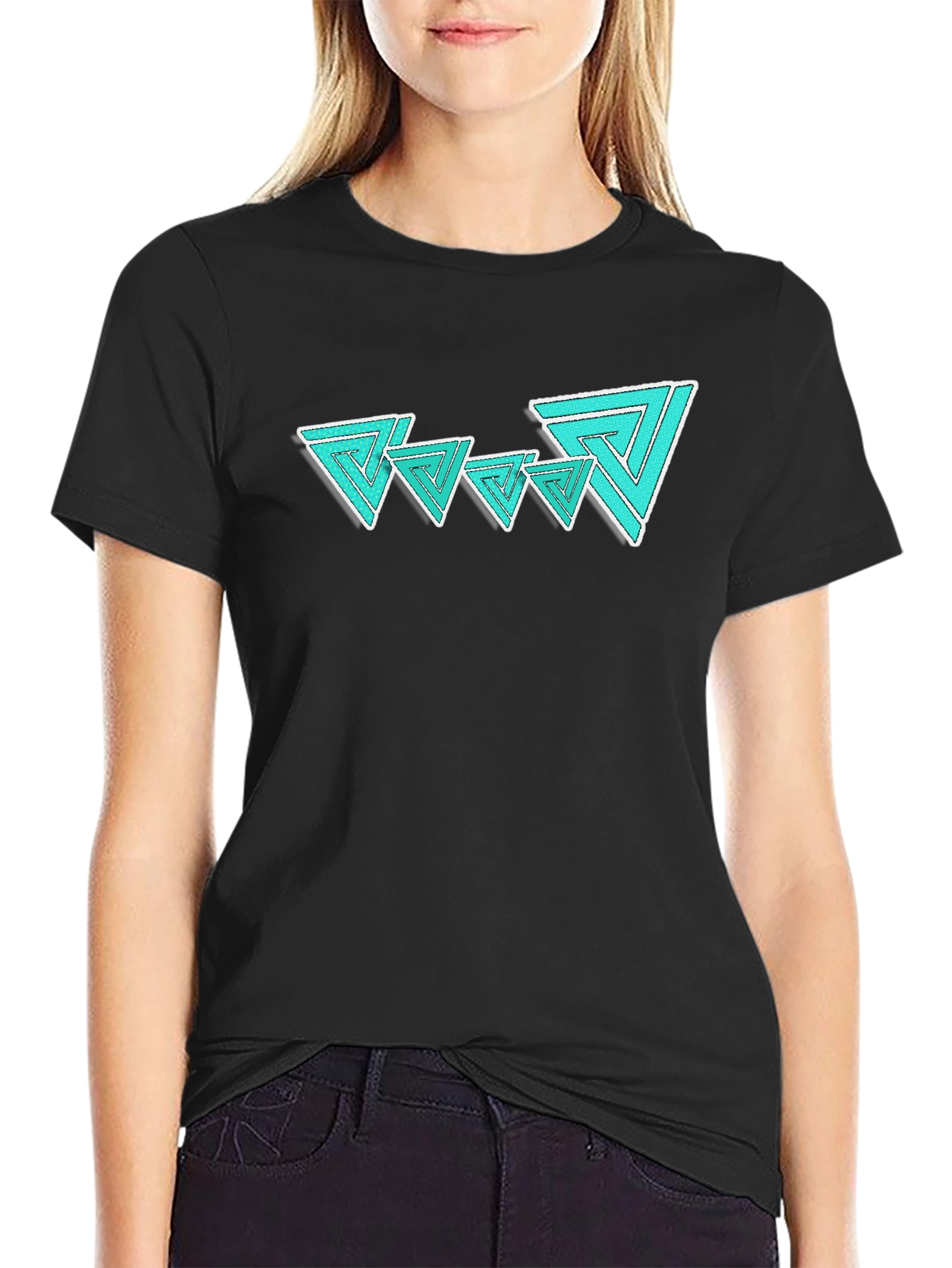 Modern Triangle Graphic Black T-Shirt
