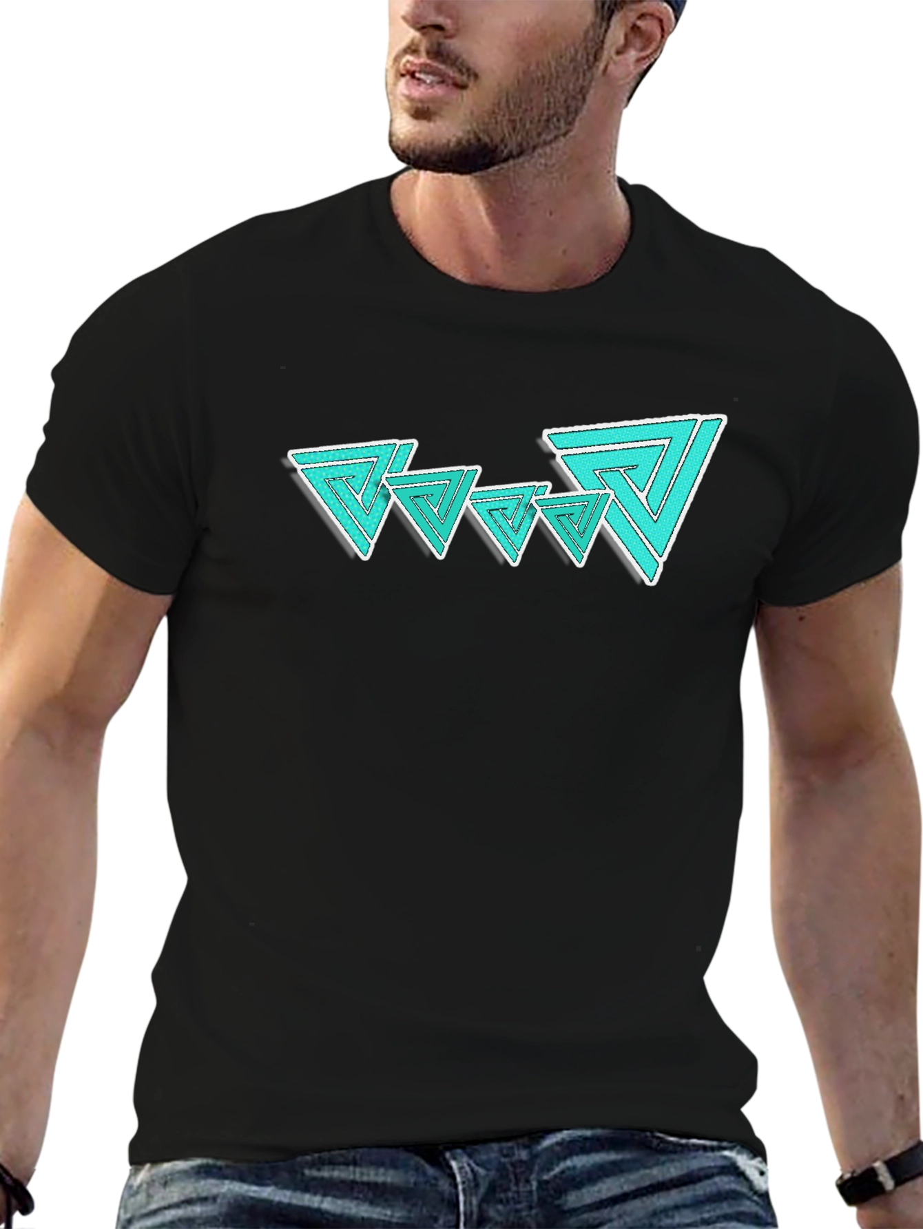 Modern Triangle Graphic Black T-Shirt