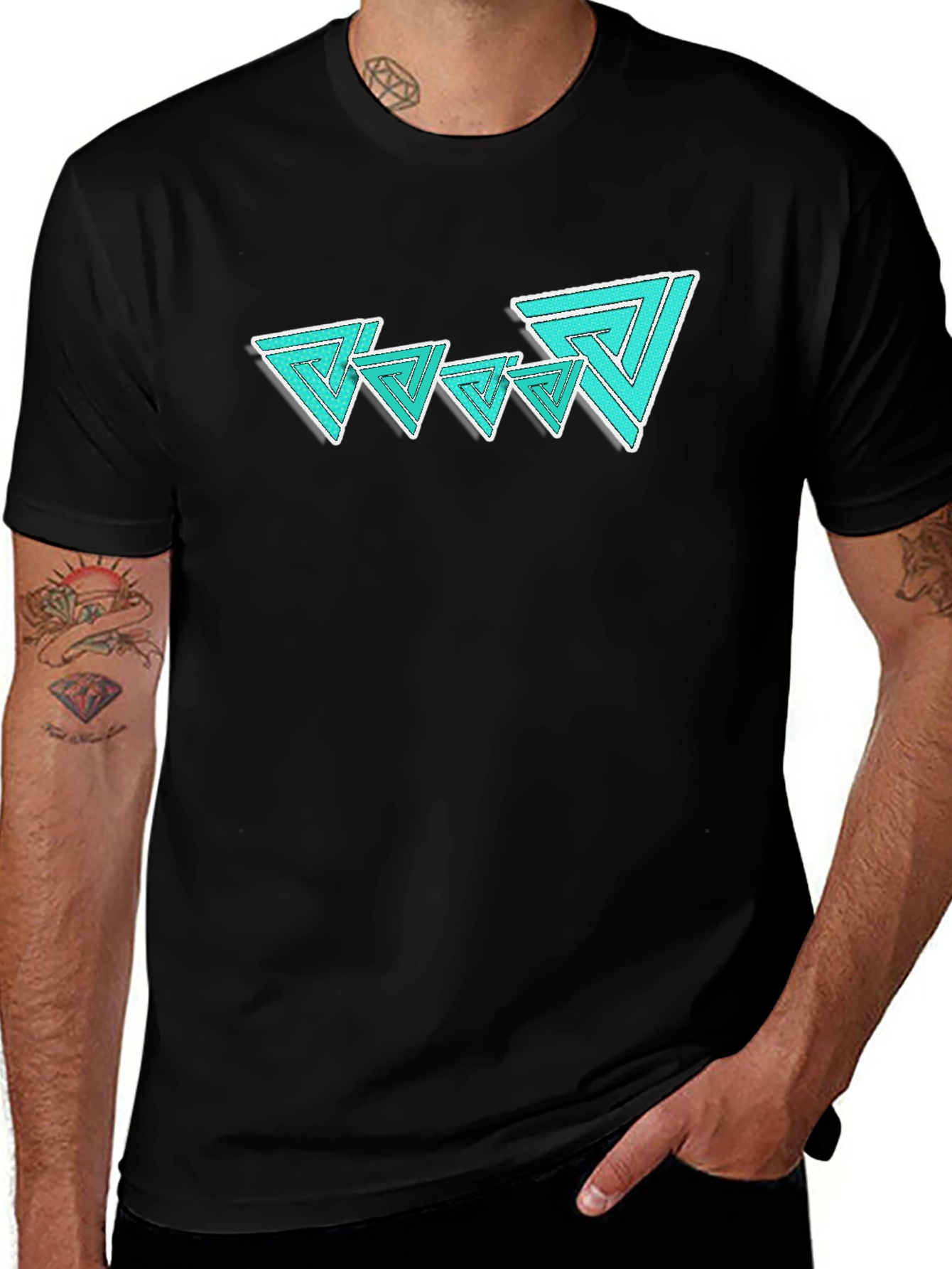 Modern Triangle Graphic Black T-Shirt