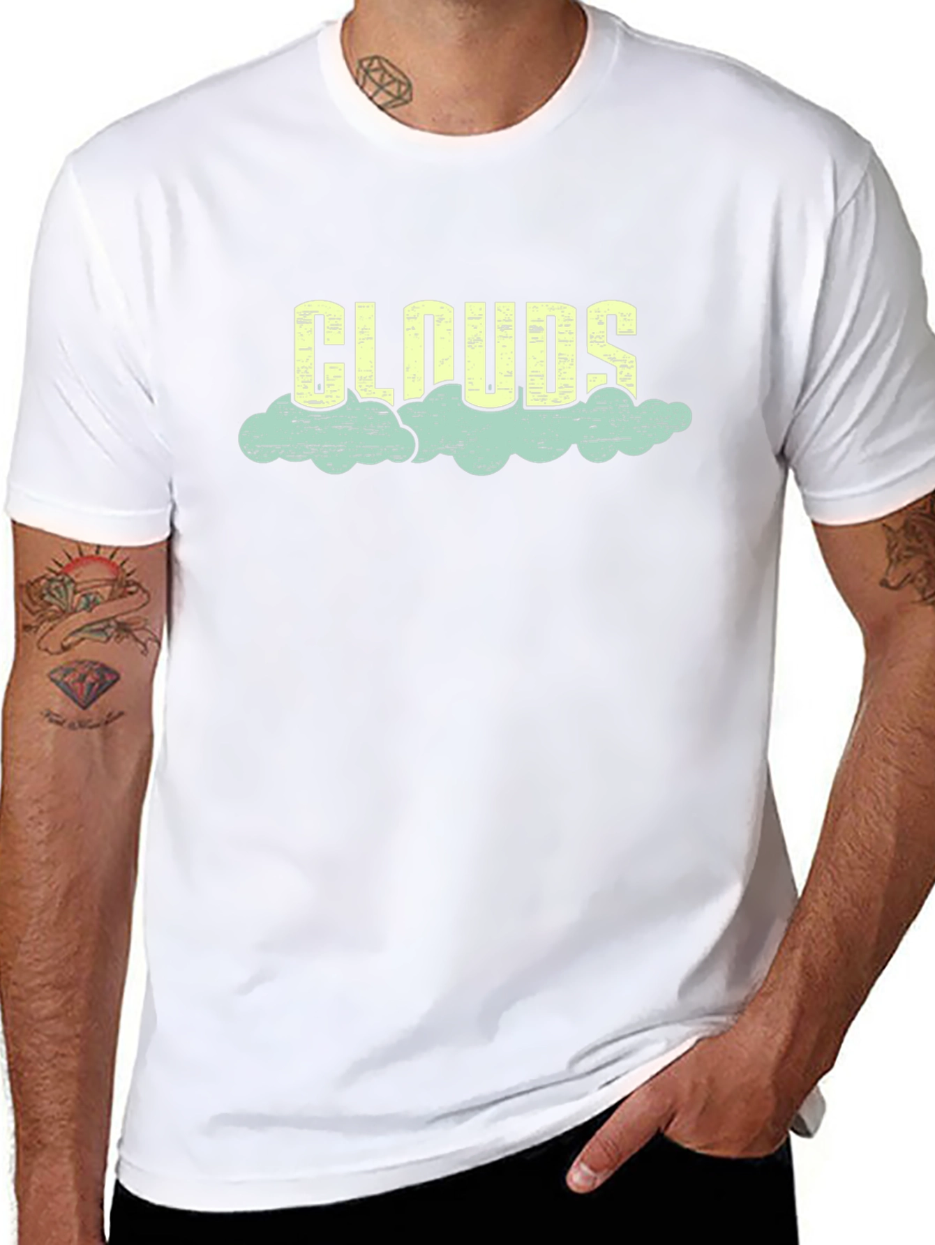 Clouds Graphic Tee - Black Cotton Blend