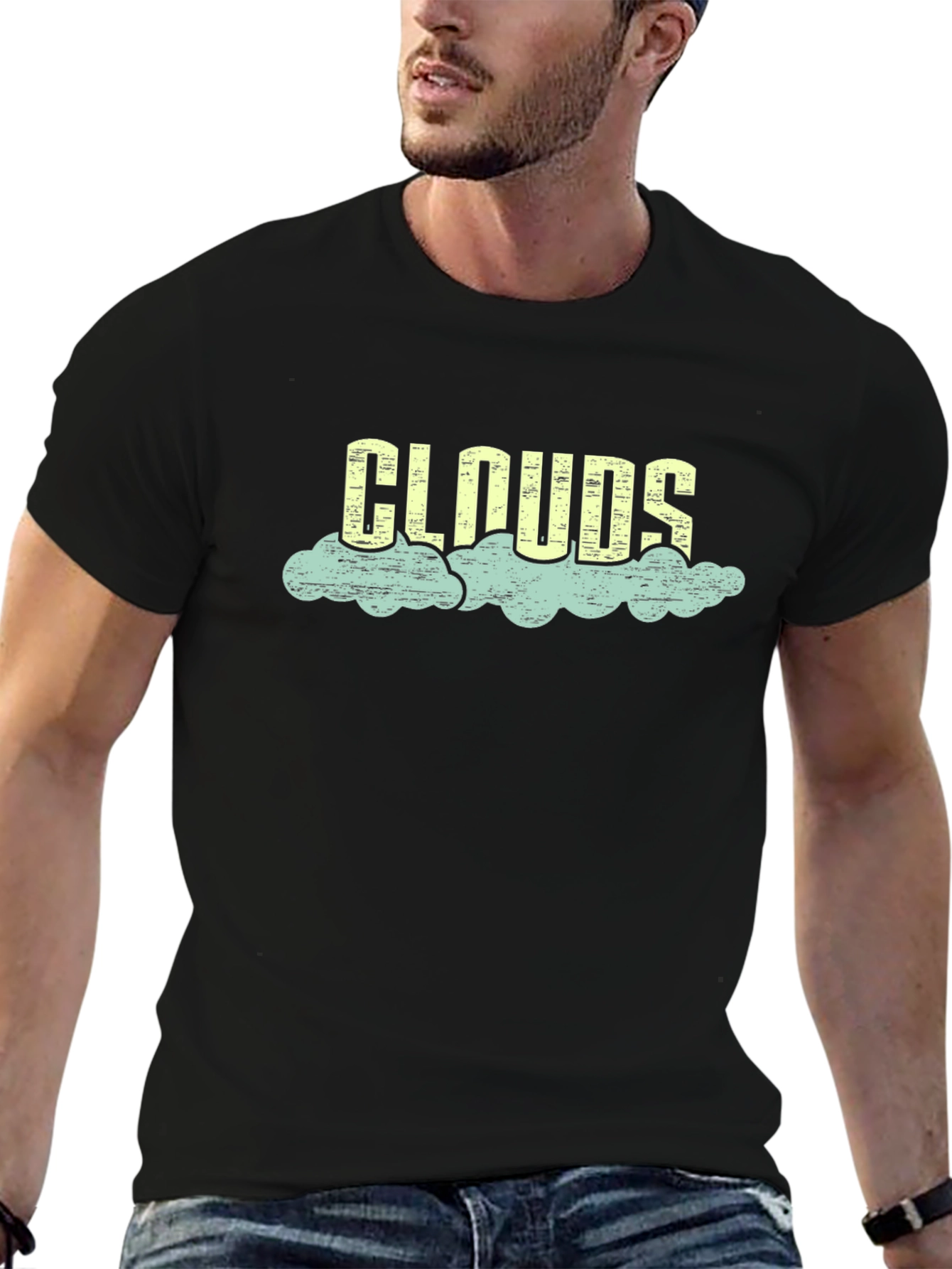 Clouds Graphic Tee - Black Cotton Blend