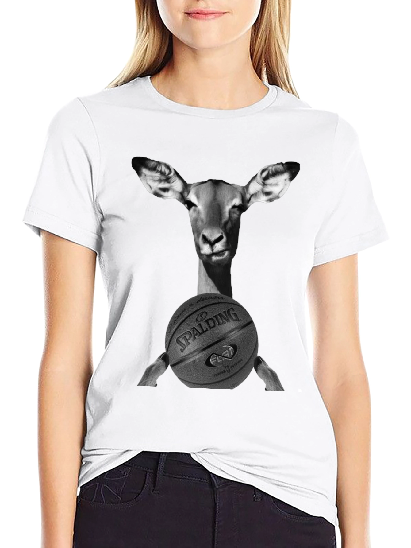 Deer Holding Basketball Graphic Tee