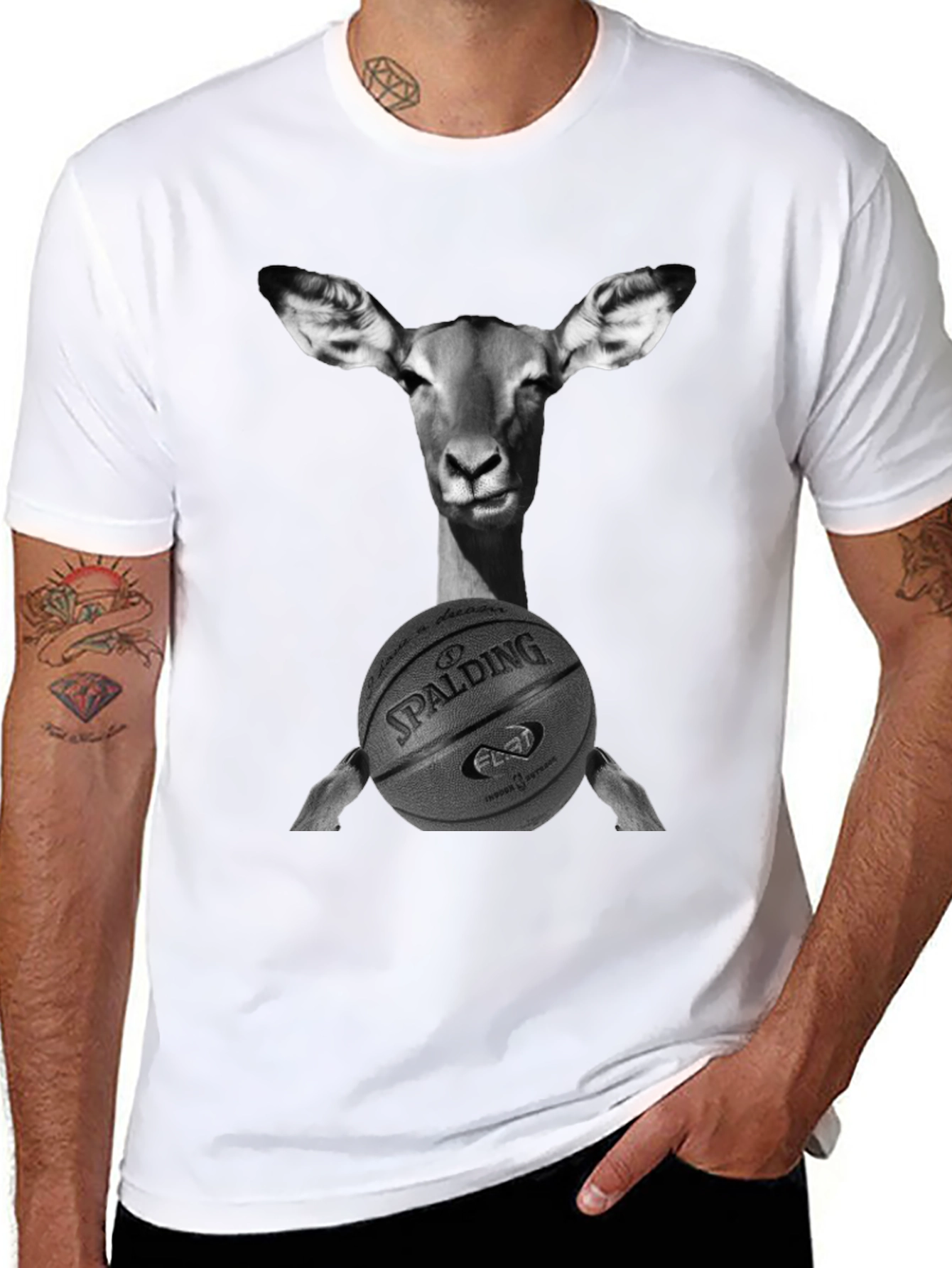 Deer Holding Basketball Graphic Tee